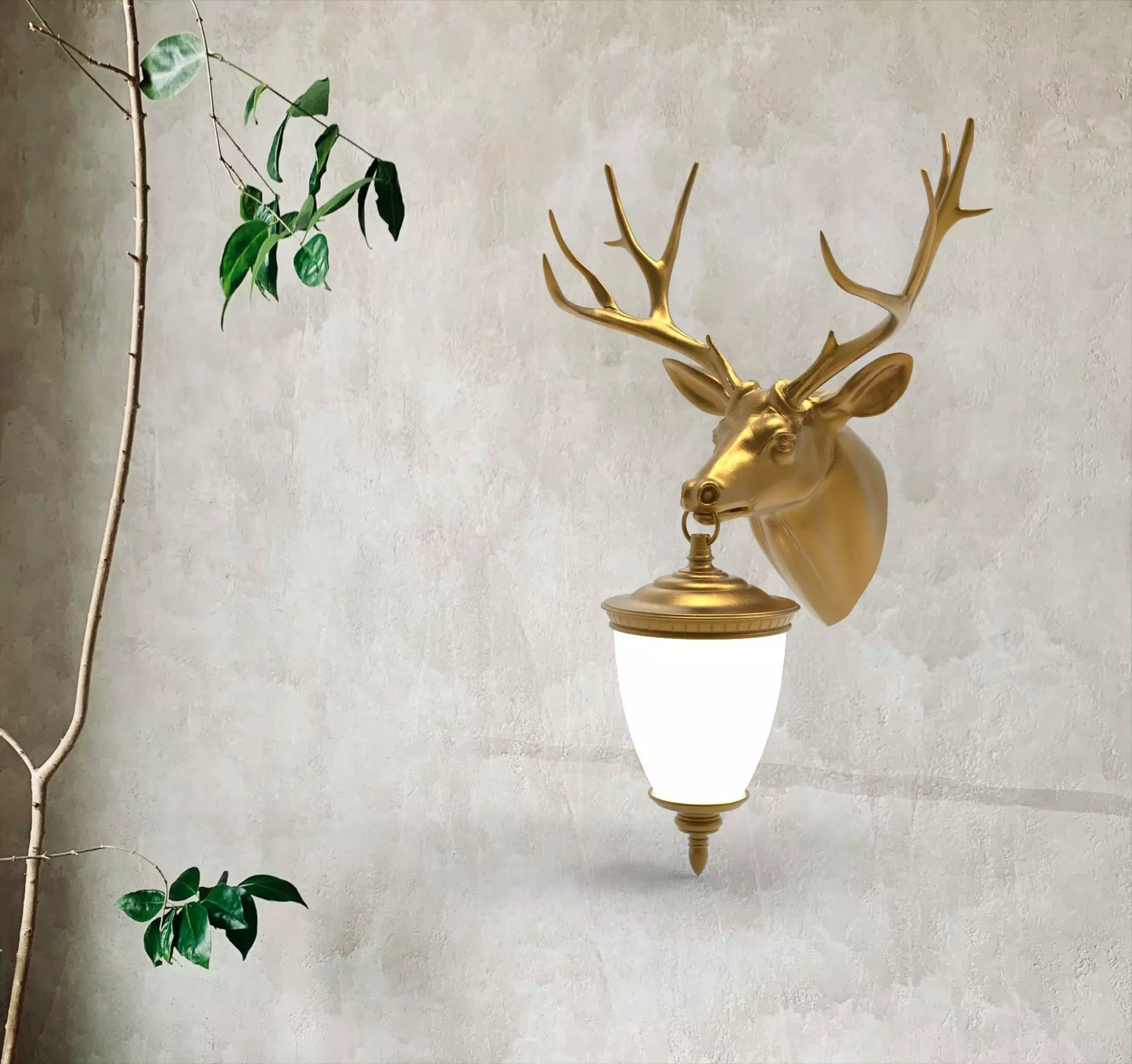 Deer Head Wall Lamp 3D print model_0