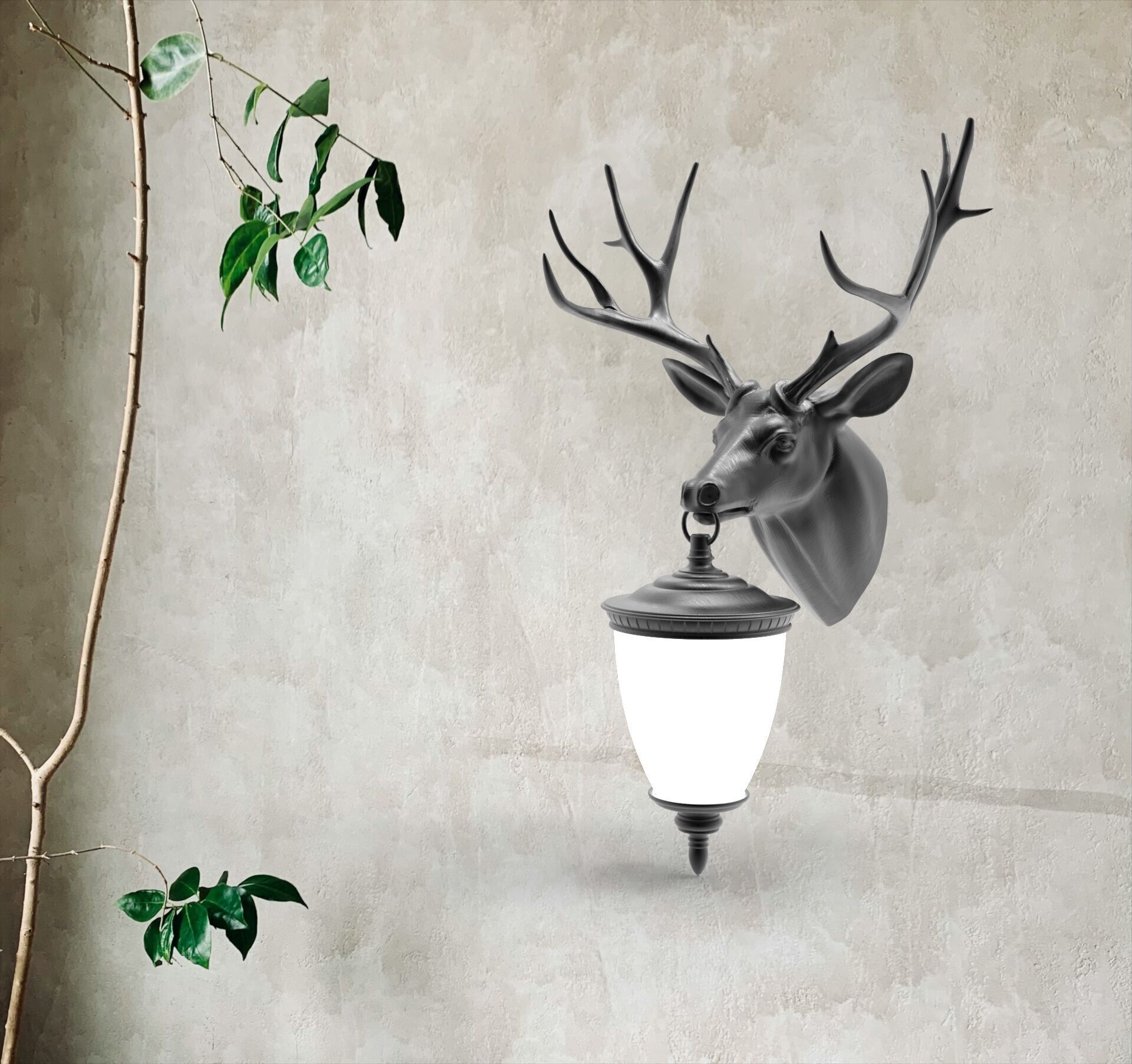 Deer Head Wall Lamp 3D print model_2