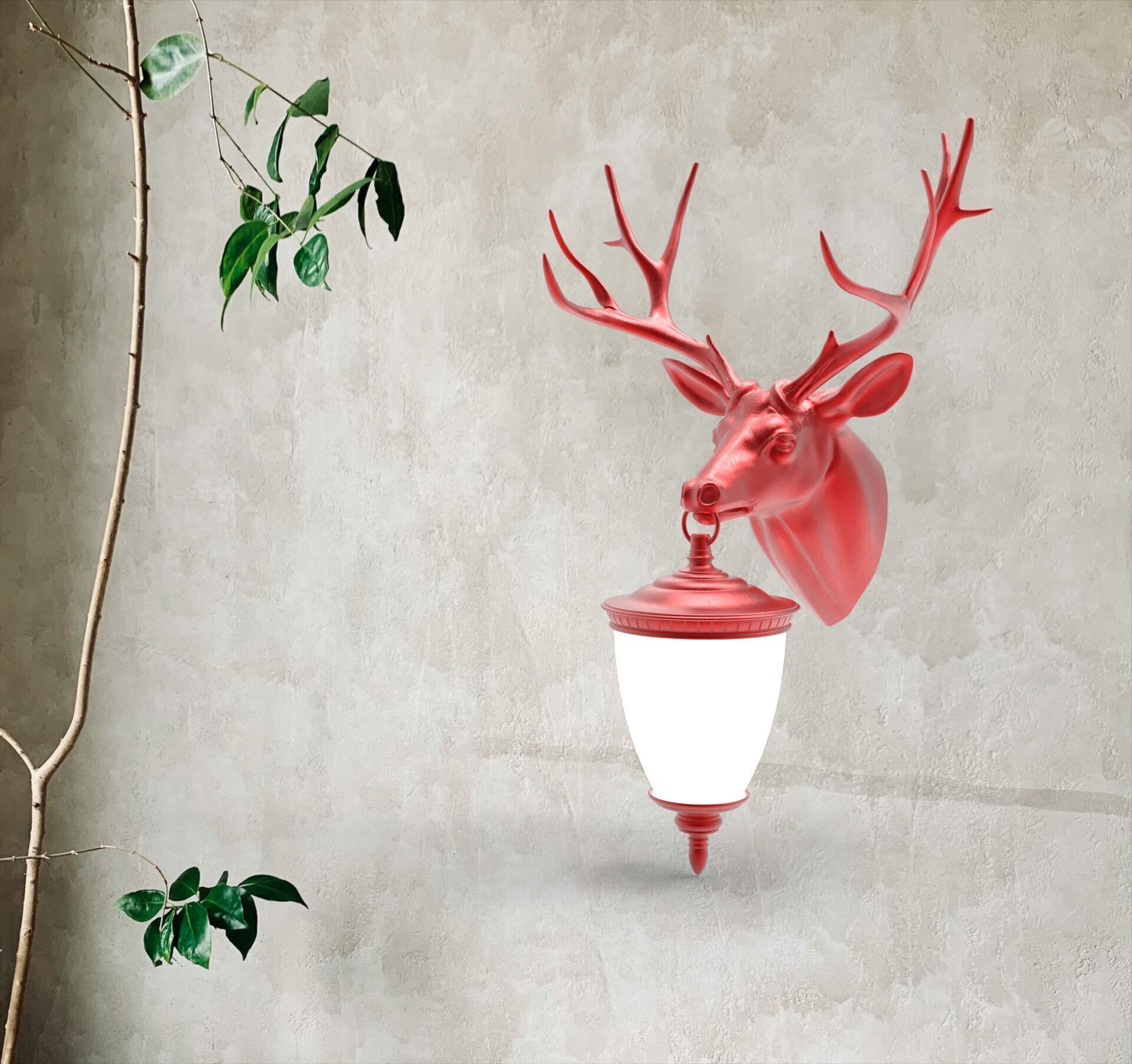 Deer Head Wall Lamp 3D print model_3