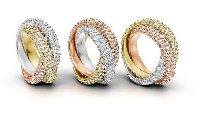 Cartier Trinity Ring Large Model Paved Original Sizes 3D print model