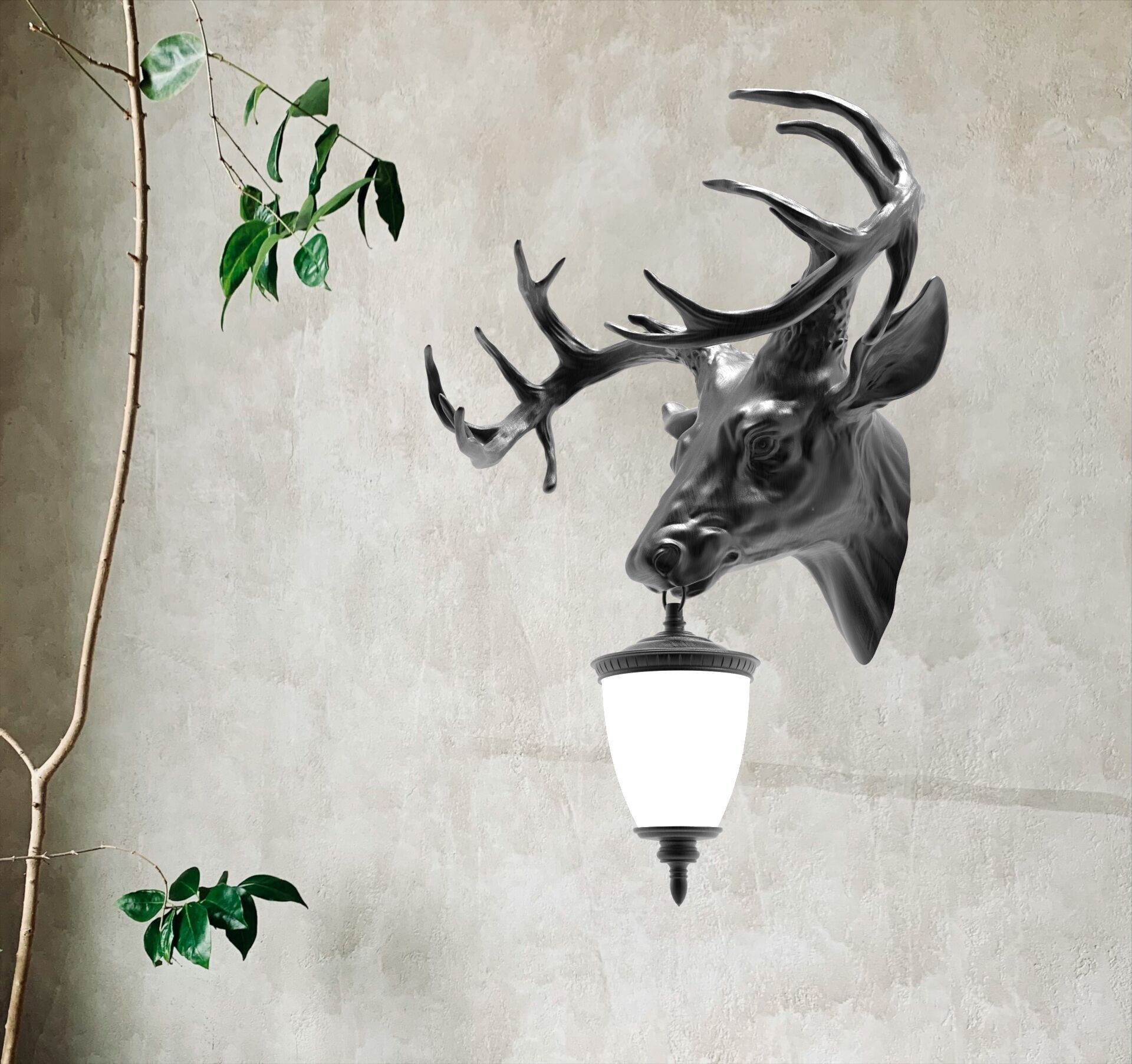 Deer Head Wall Lamp 3D print model_2