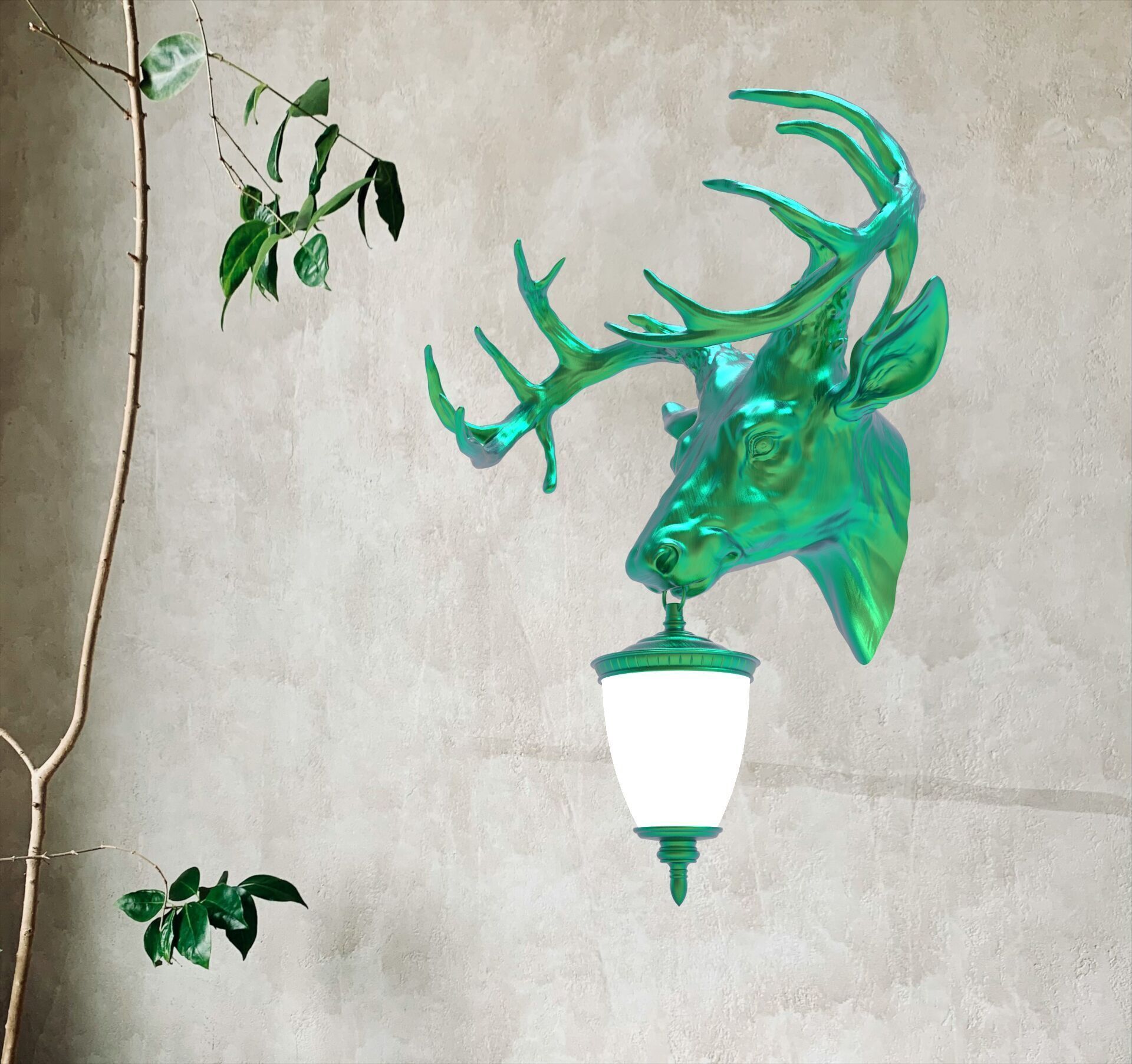 Deer Head Wall Lamp 3D print model_1