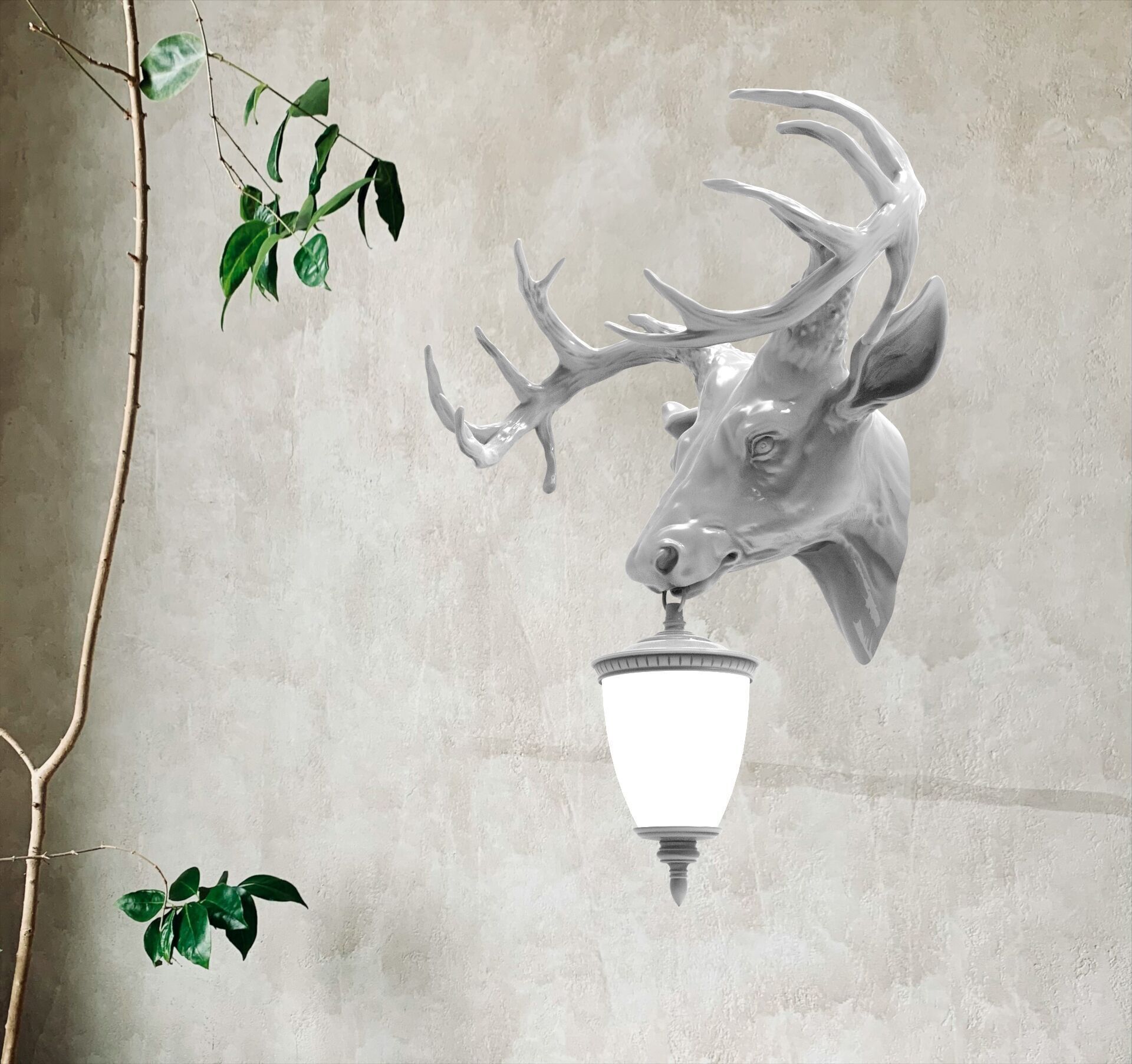 Deer Head Wall Lamp 3D print model_4