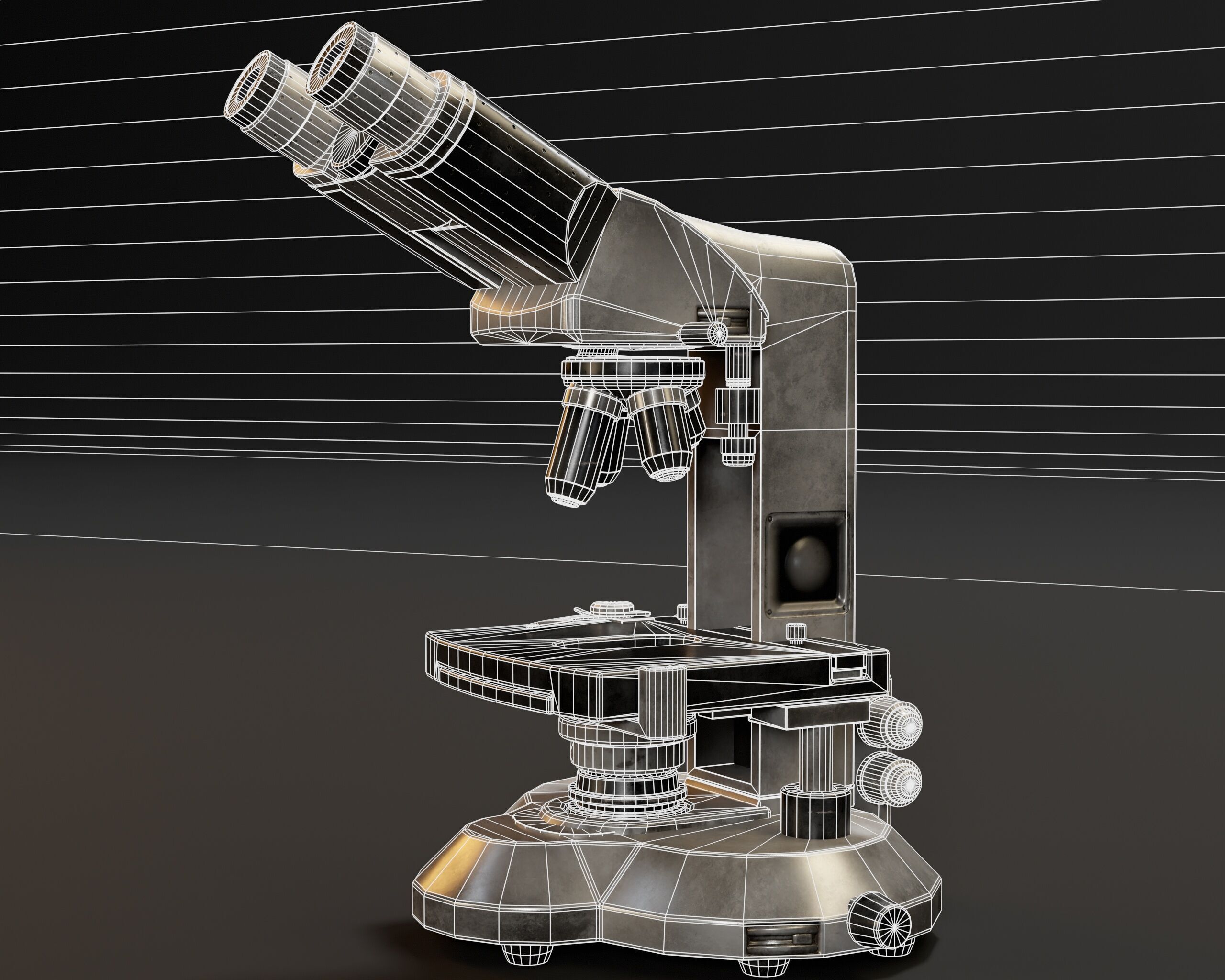 Laboratory Microscope Low-poly 3D model_4