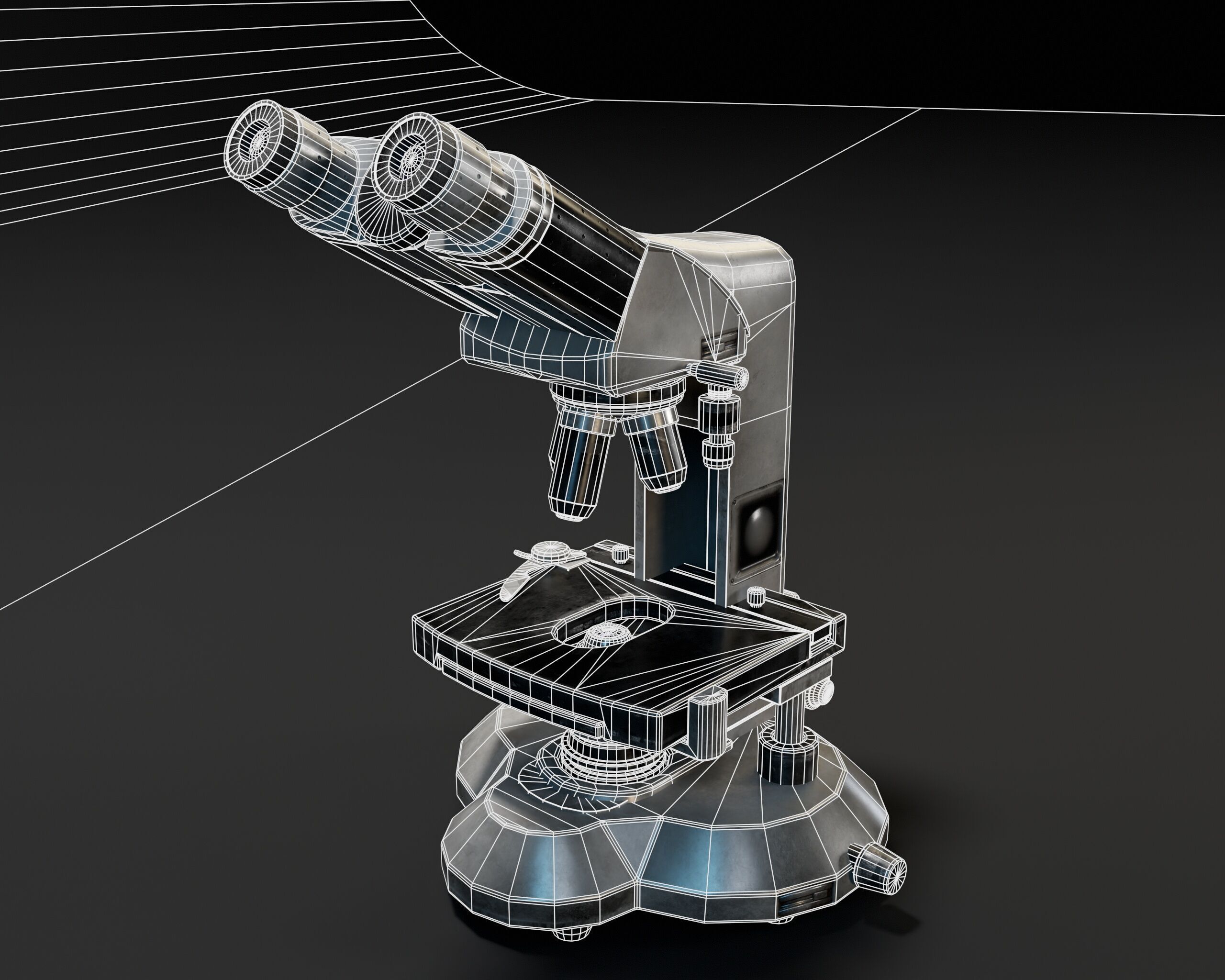 Laboratory Microscope Low-poly 3D model_11