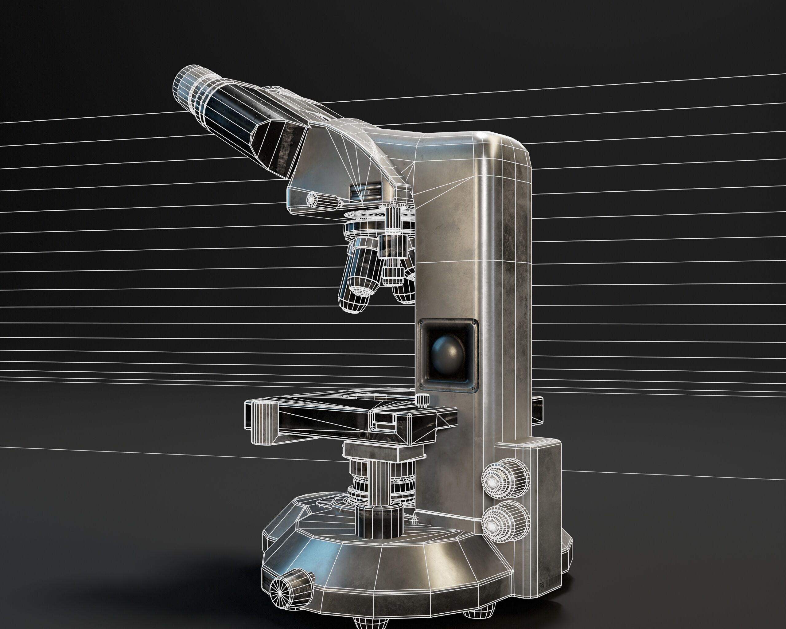 Laboratory Microscope Low-poly 3D model_15