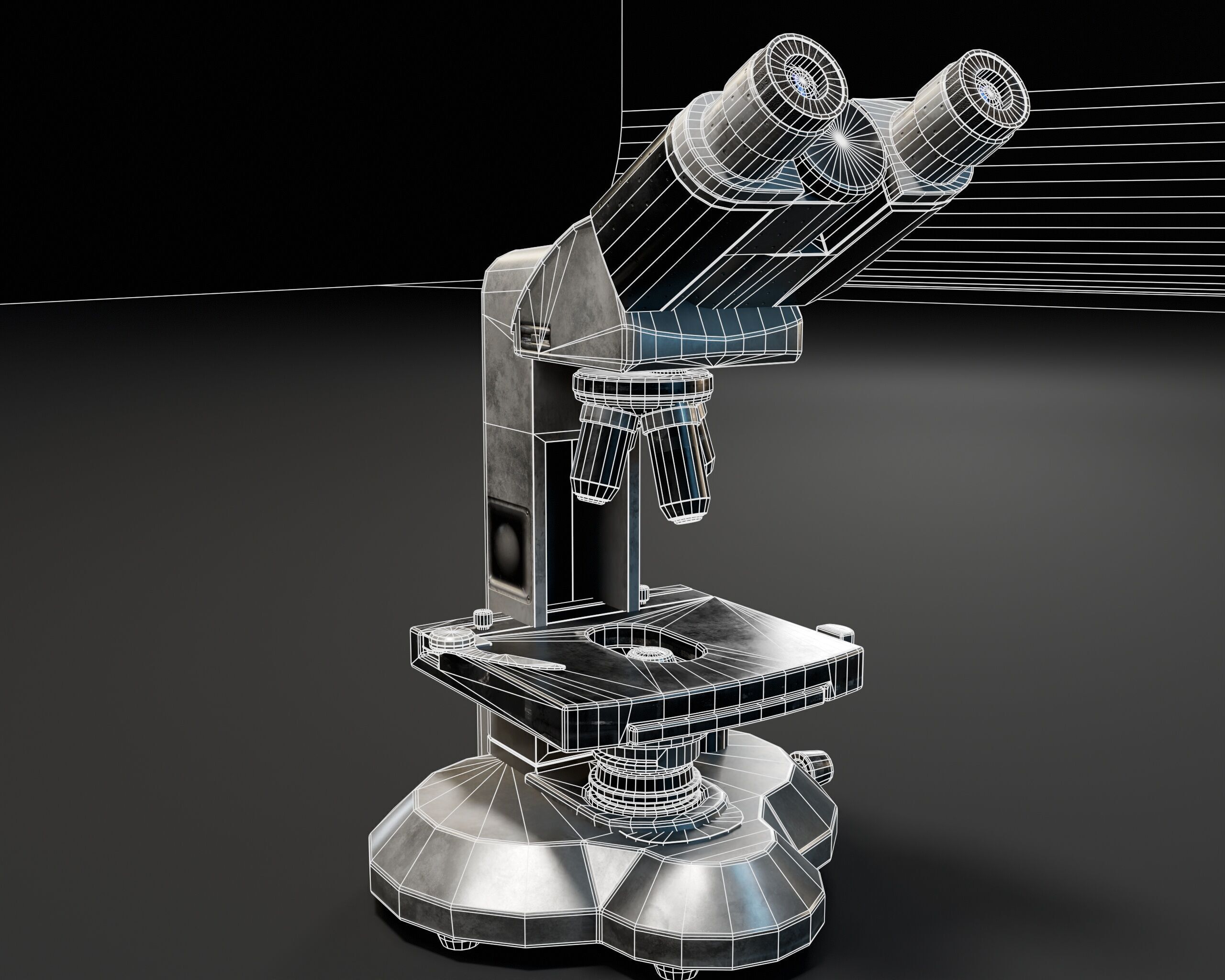Laboratory Microscope Low-poly 3D model_7