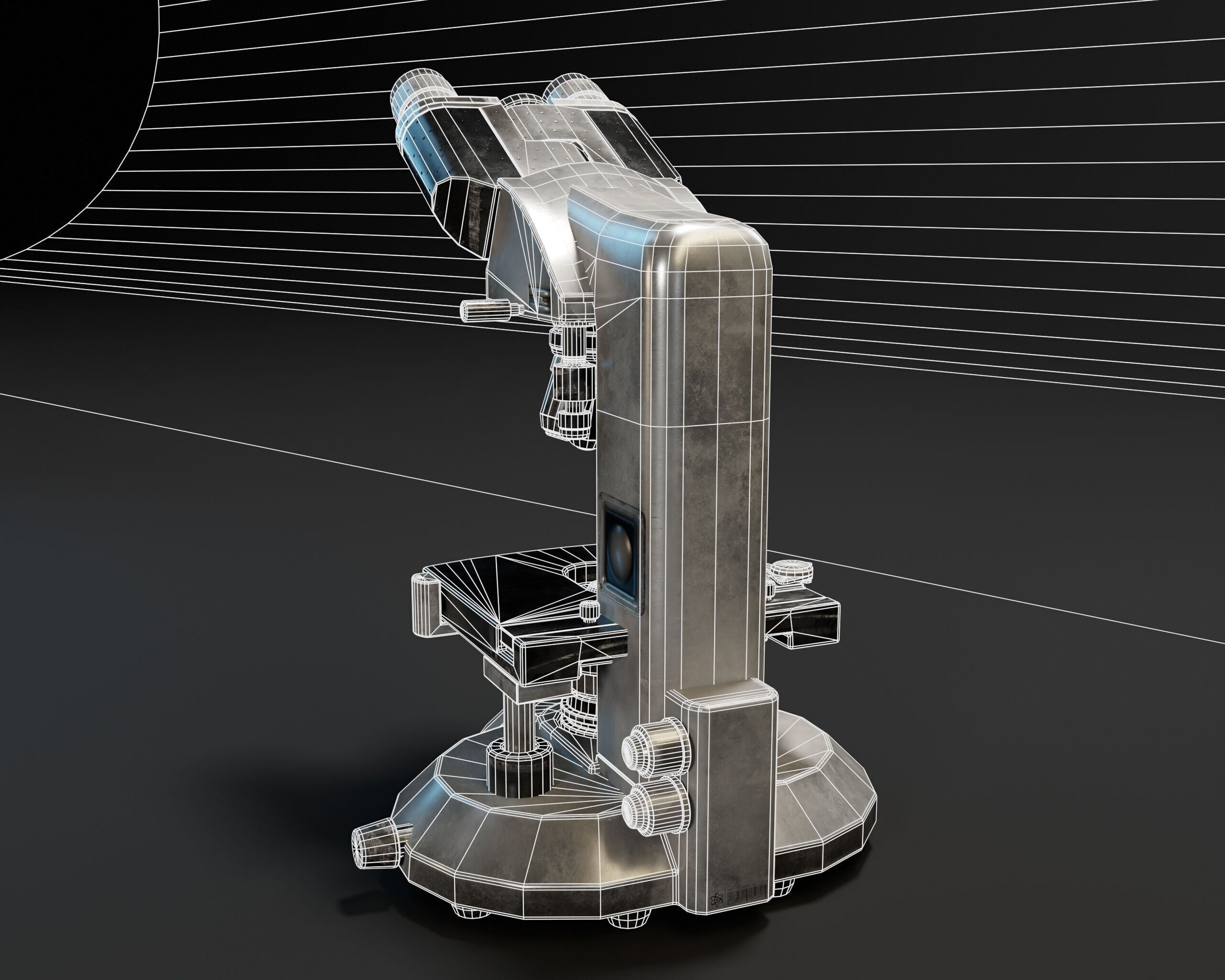 Laboratory Microscope Low-poly 3D model_17