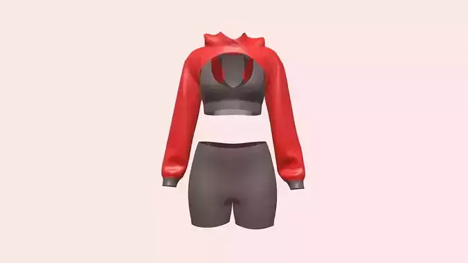 Yoga Hoodie With Shorts In Low Poly