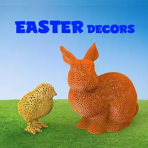 Easter Decors Rabbit and Chick Easter Gift Idea Home Decor 3D print model