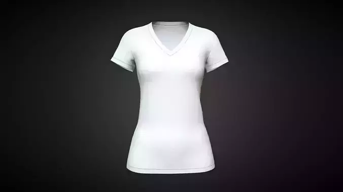 Ladies V-Neck T-Shirt In Low Poly