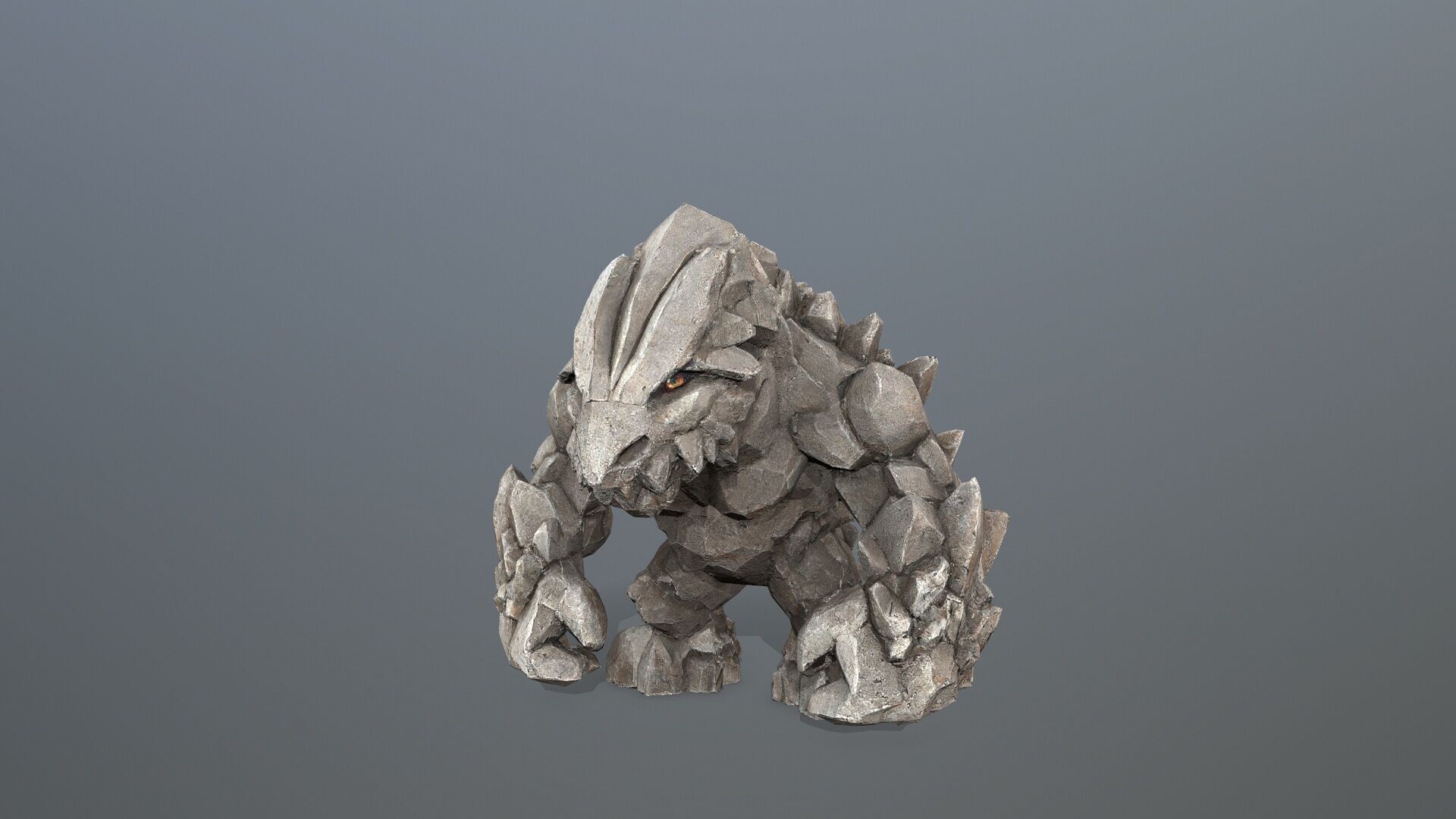 stone monster Low-poly 3D model_2