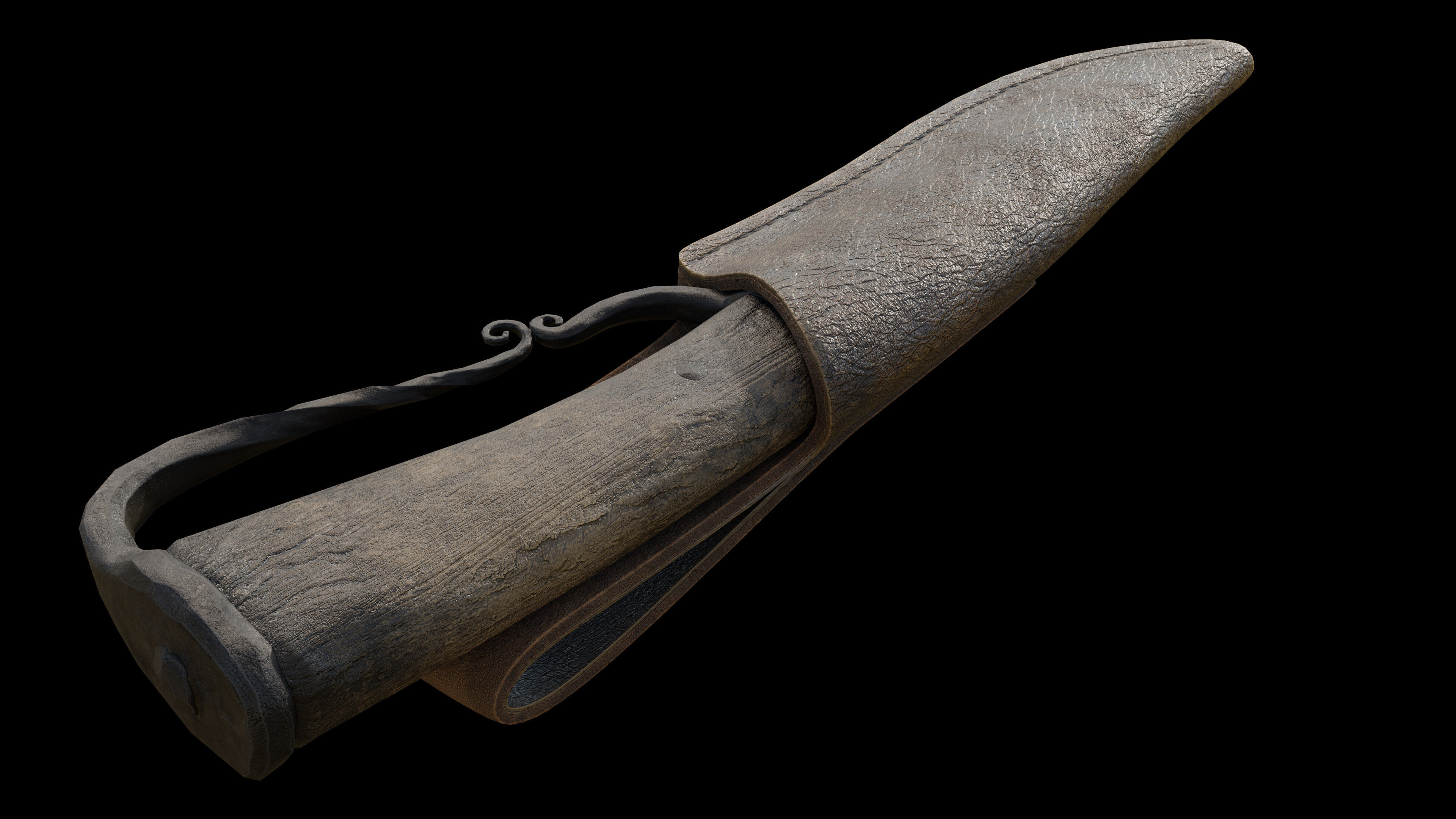 Hunting Knife and Sheath Low-poly 3D model_4