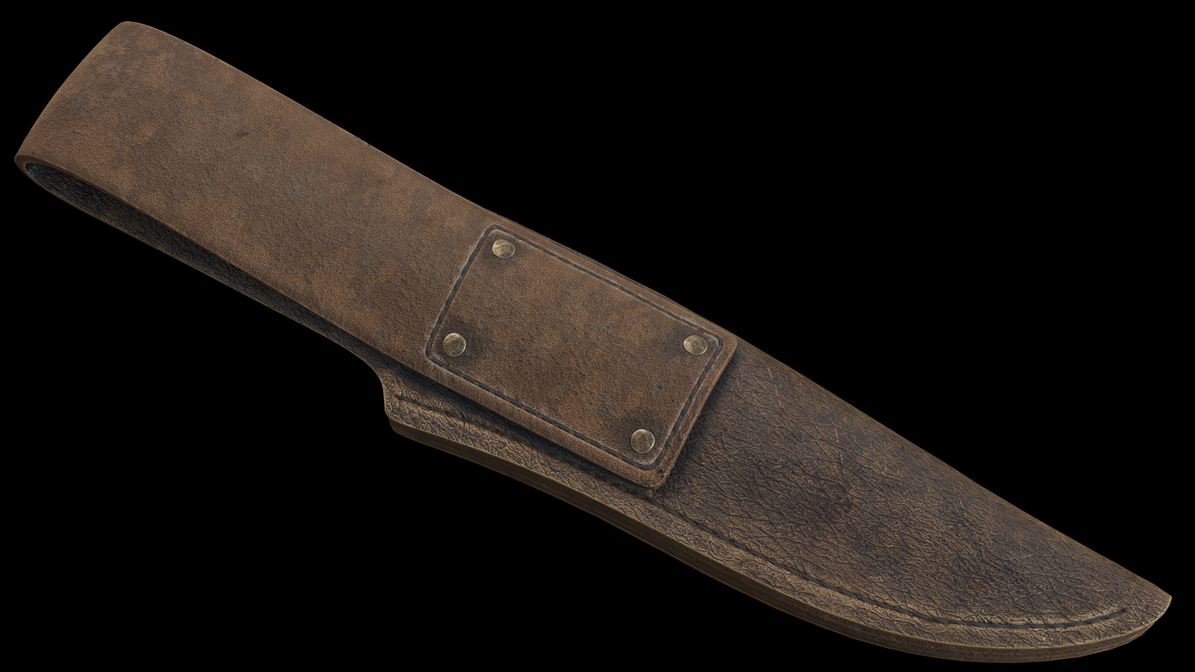 Hunting Knife and Sheath Low-poly 3D model_9