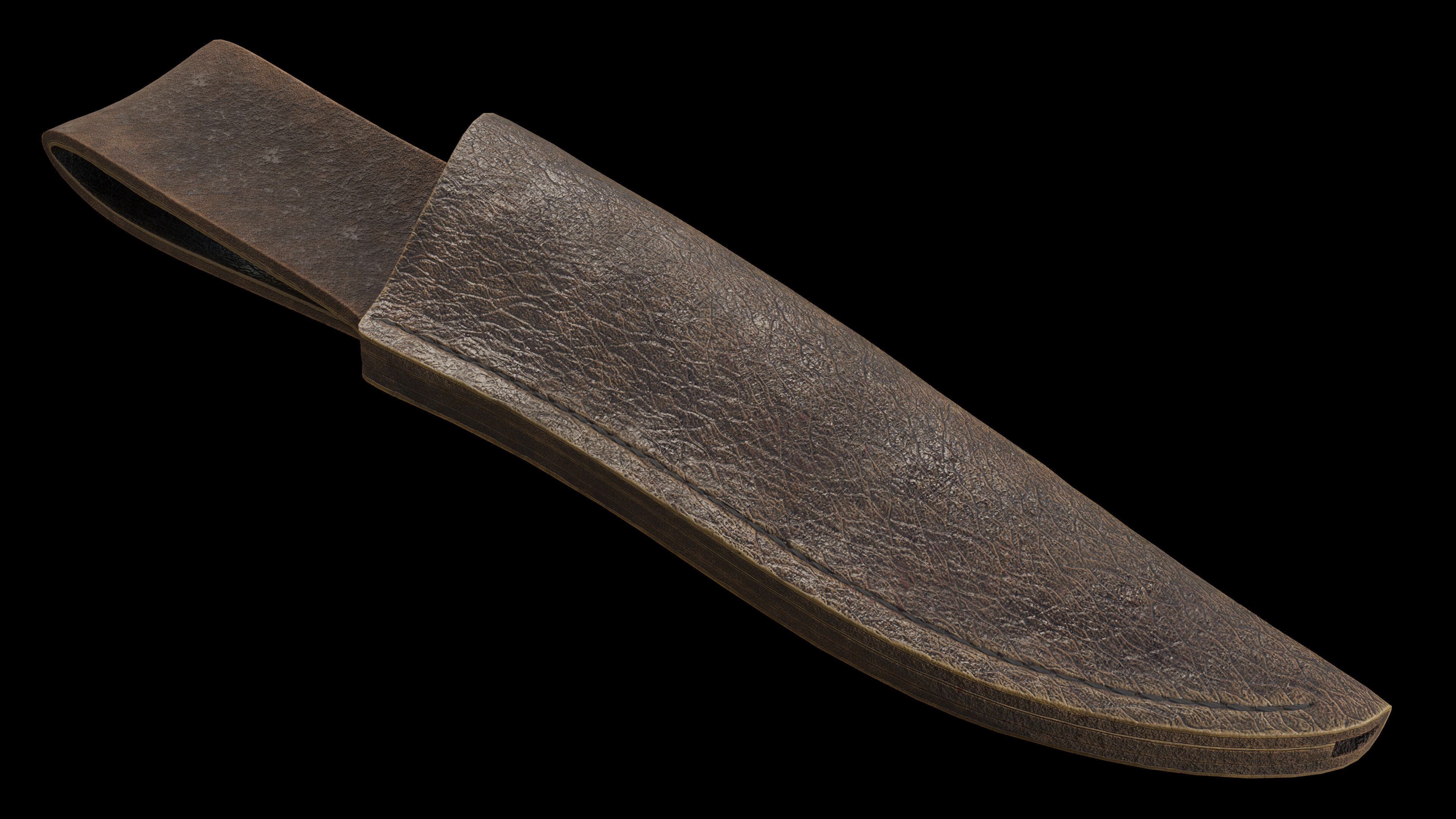 Hunting Knife and Sheath Low-poly 3D model_10