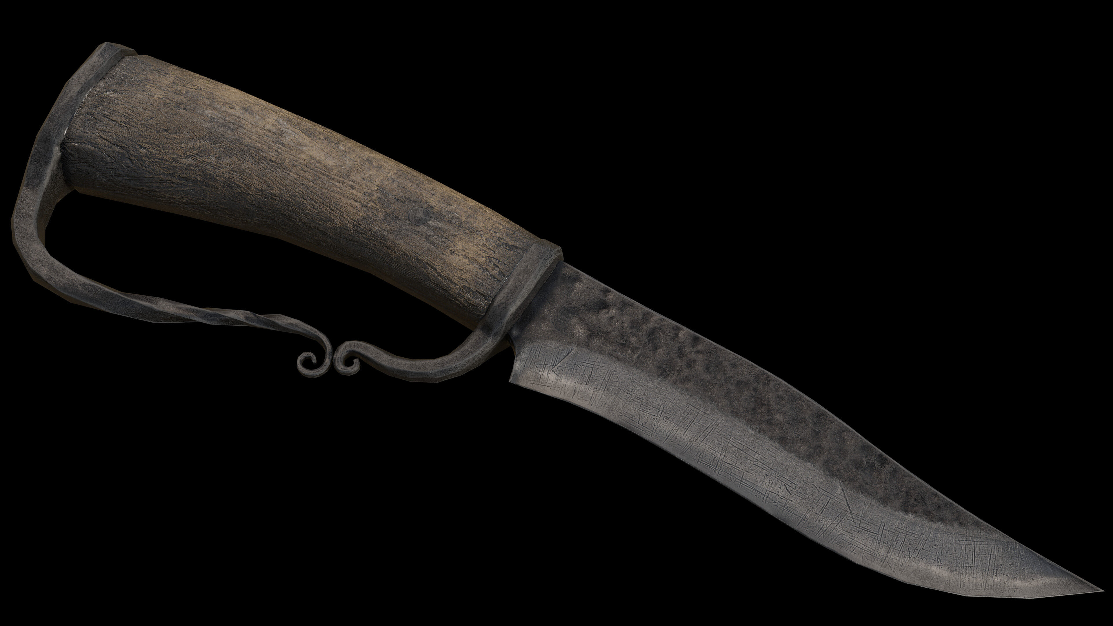 Hunting Knife and Sheath Low-poly 3D model_8