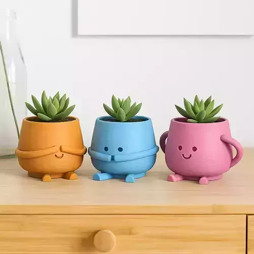 Happy Face Planter Set See Hear Speak No Evil Themed Book Coffee 3D print model