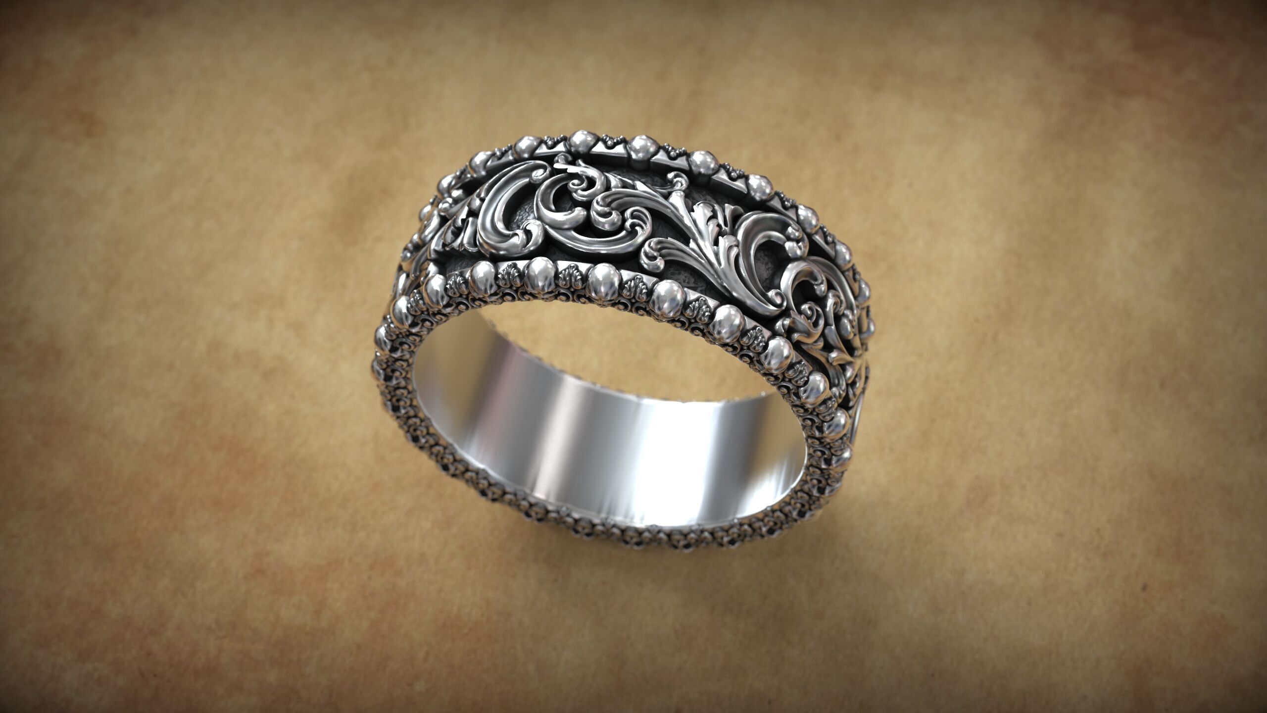 Memento Mori Baroque Skull Head Pattern Brutal Band 3D print model_5