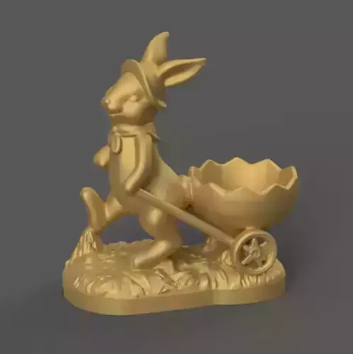 Easter Bunny with Cart 3D Model STL File for Decoration