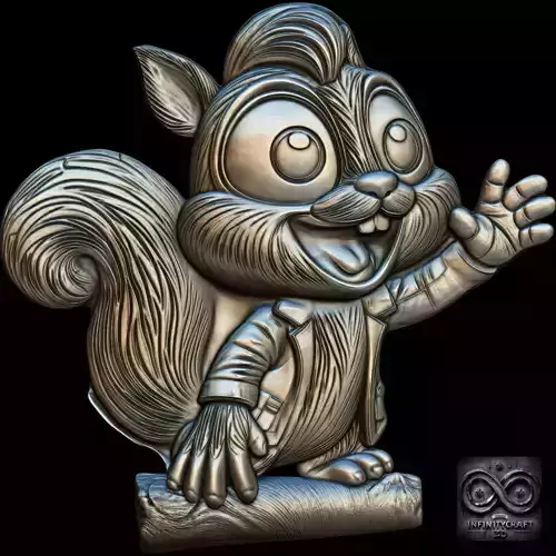 Cartoon Squirrel Relief STL file for 3d printing or CNC 3D print model