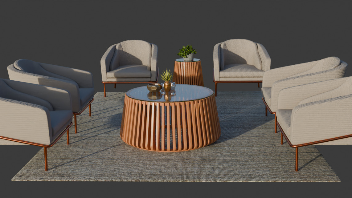 living room set 3D model_2