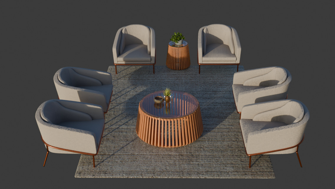 living room set 3D model_1
