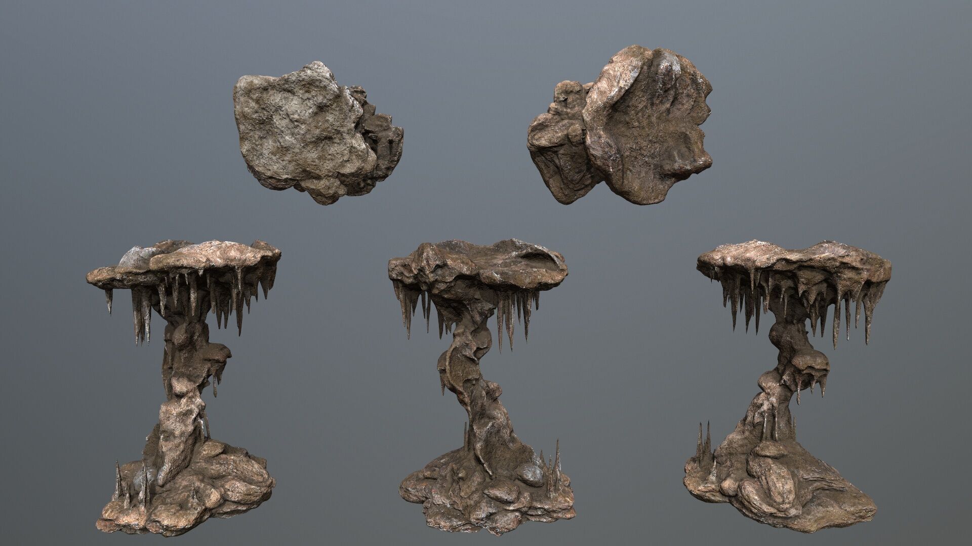 cave rocks Low-poly 3D model_3