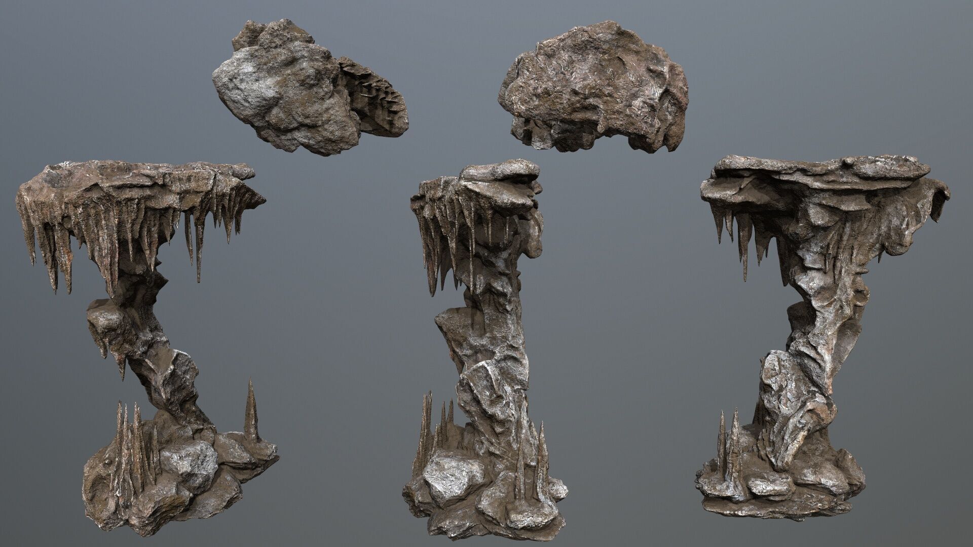 cave rocks Low-poly 3D model_2