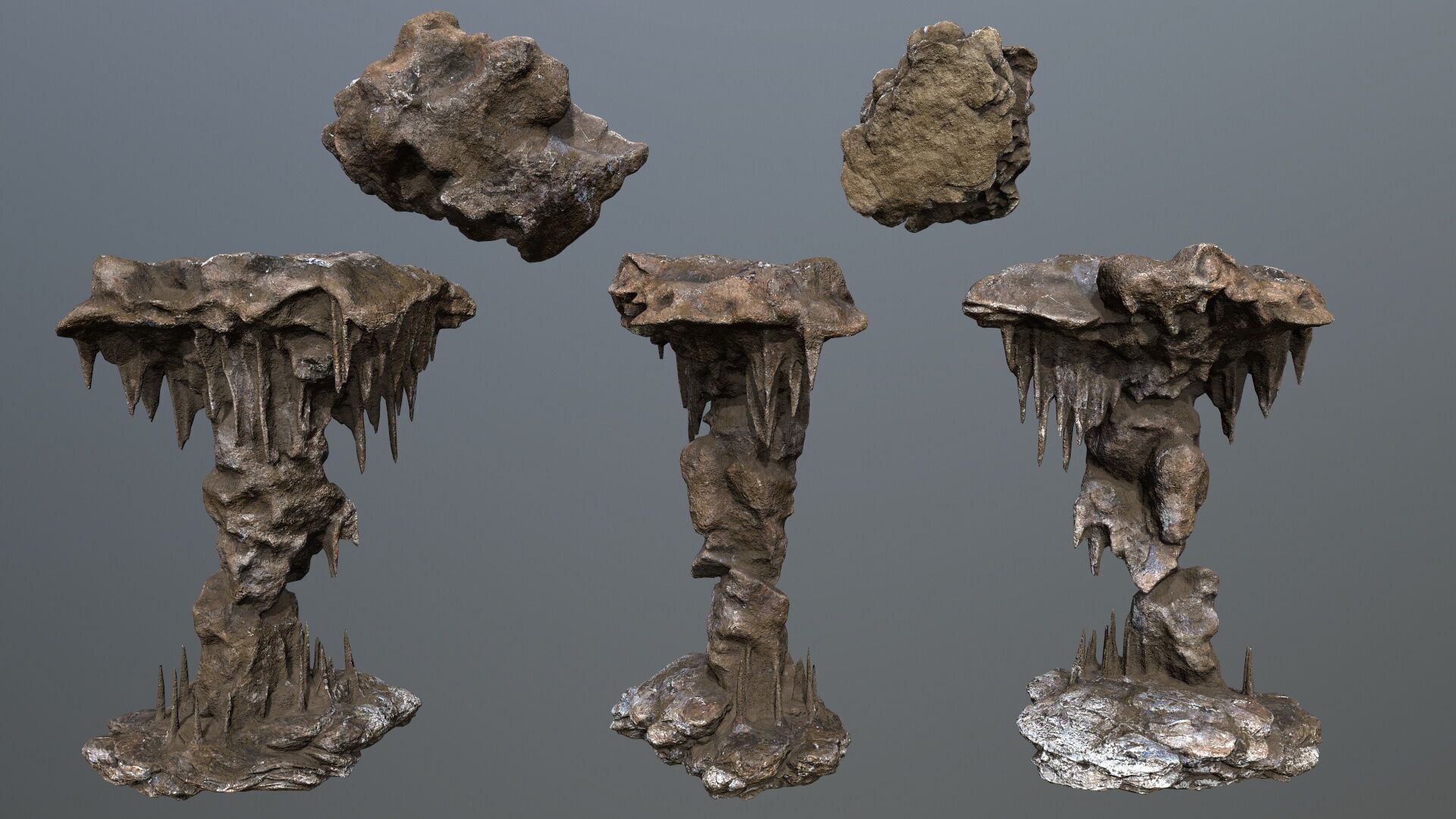 cave rocks Low-poly 3D model_1
