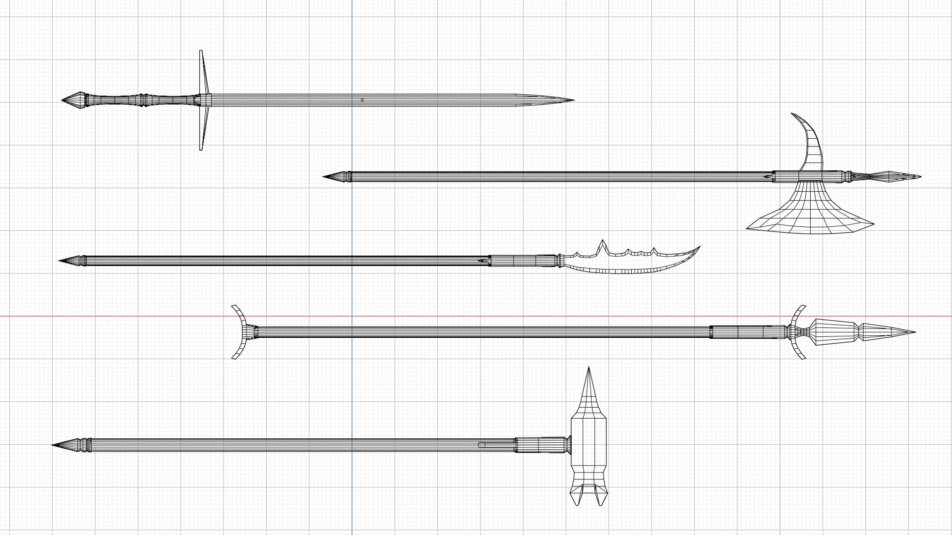lowpoly two handed melee pack Low-poly 3D model_5