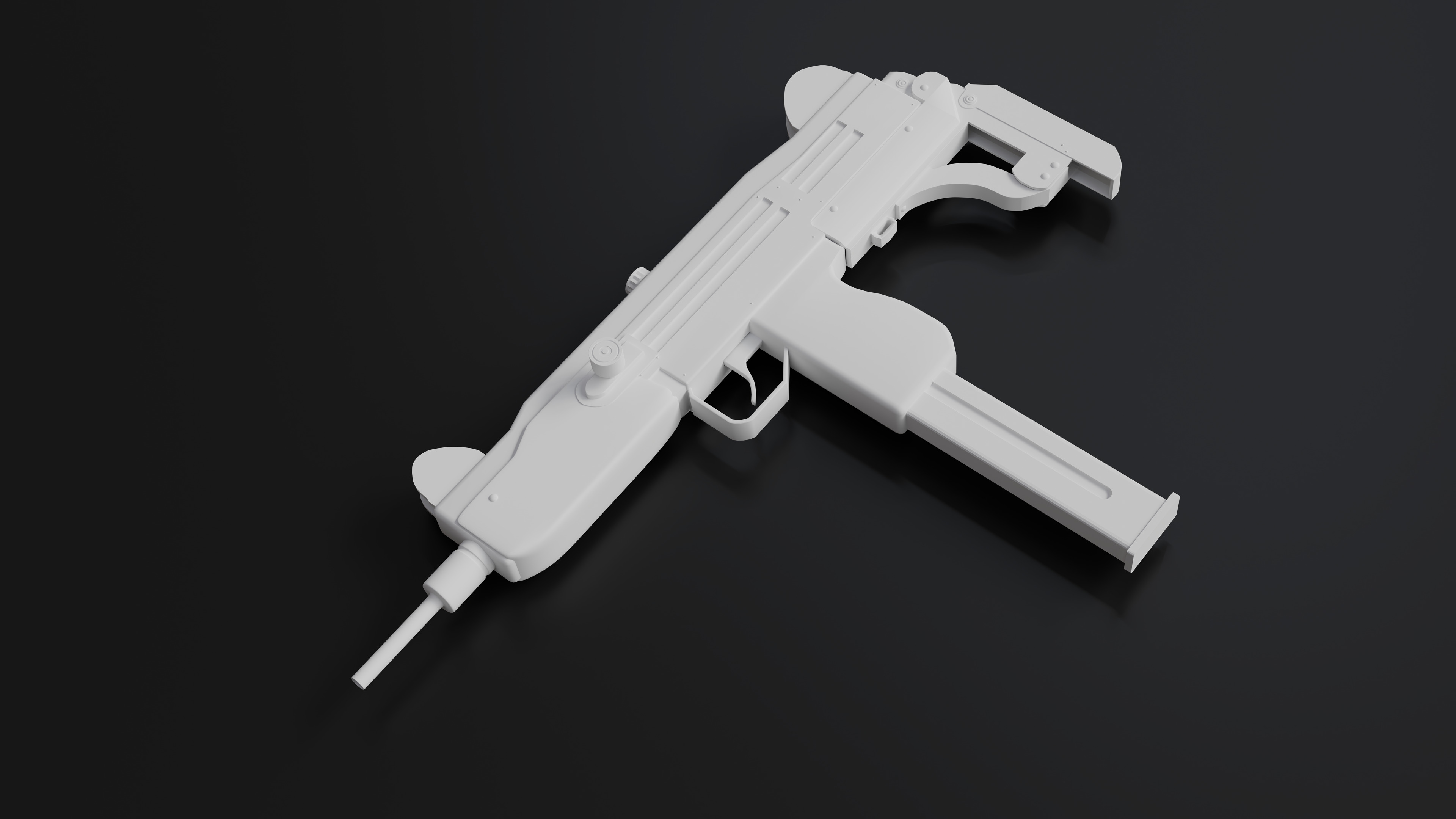 Mini Uzi Sub Machine Gun SubD Model  3D model_11