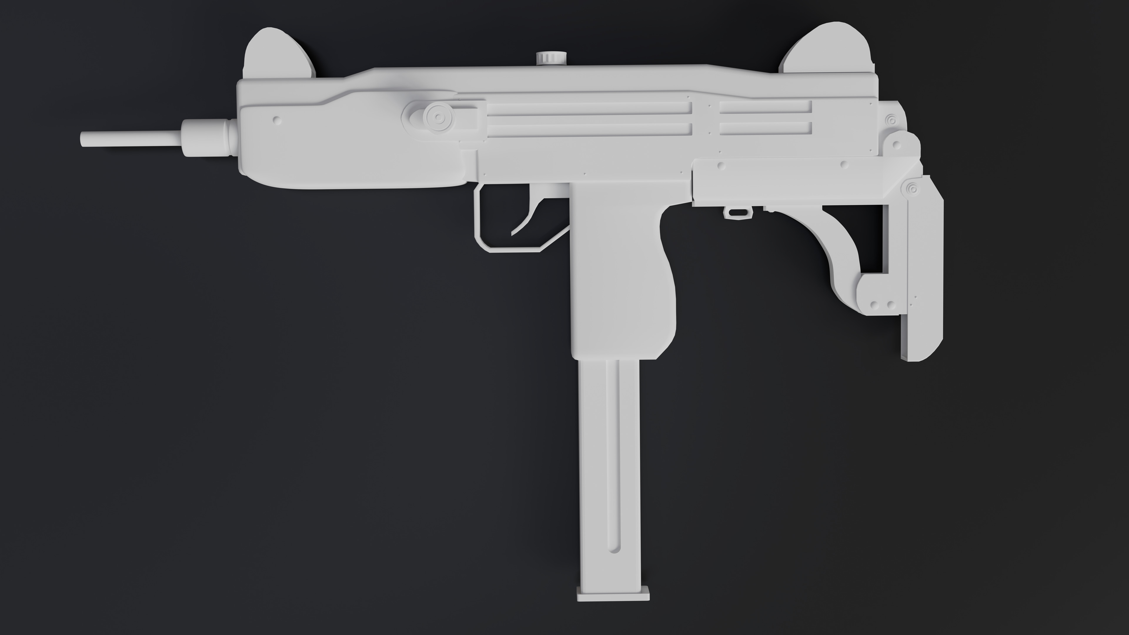 Mini Uzi Sub Machine Gun SubD Model  3D model_7