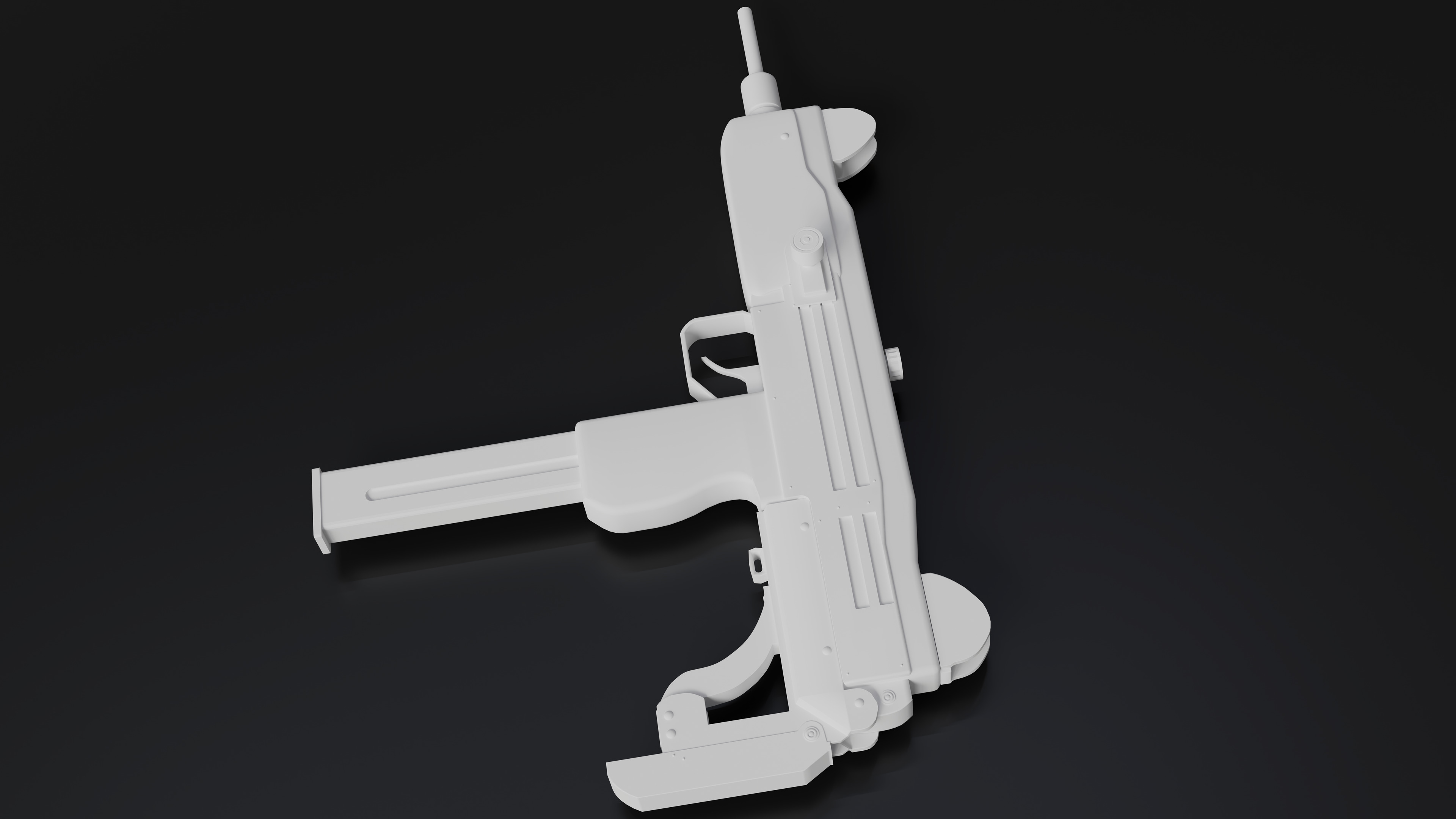 Mini Uzi Sub Machine Gun SubD Model  3D model_10