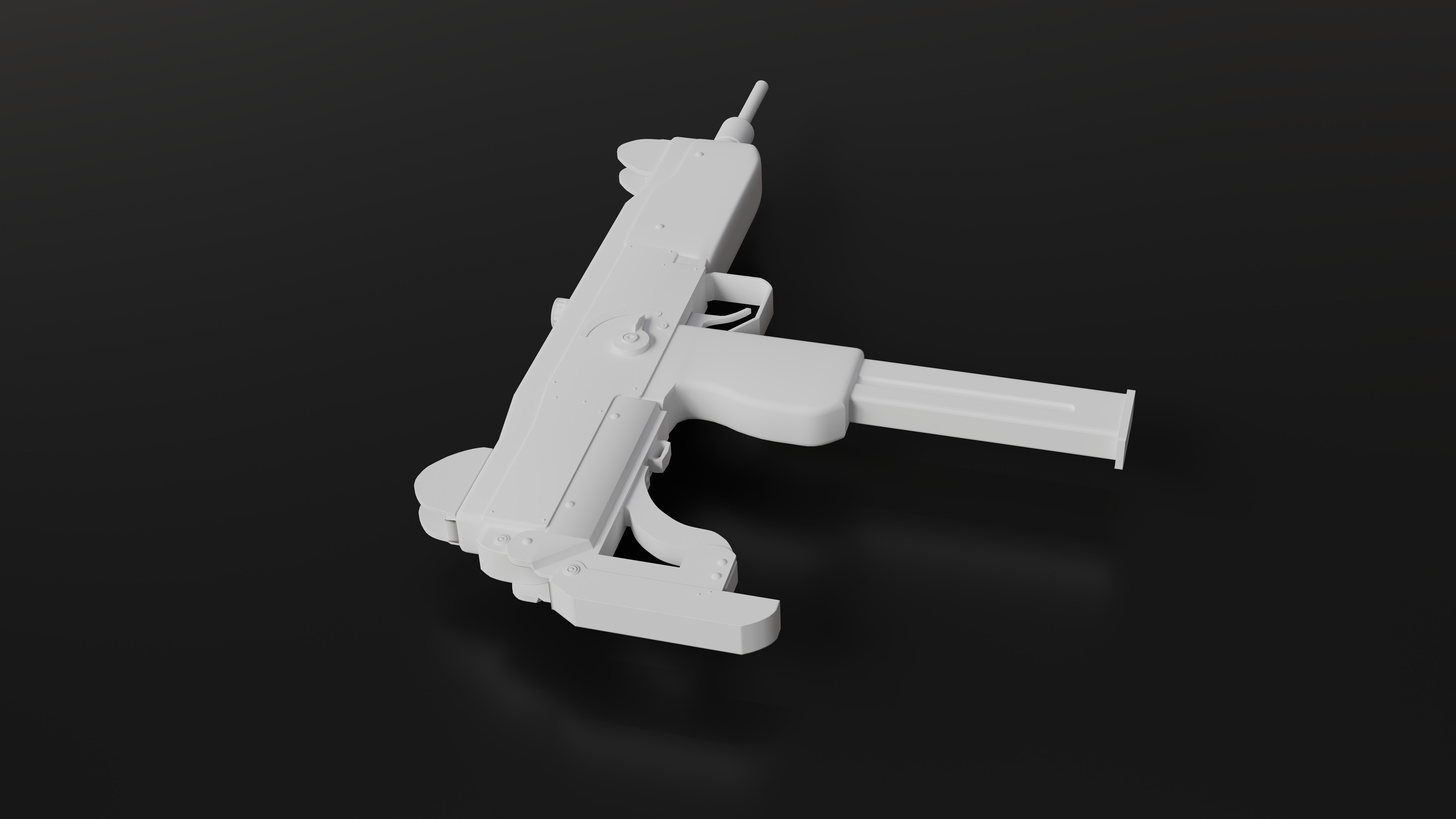 Mini Uzi Sub Machine Gun SubD Model  3D model_12