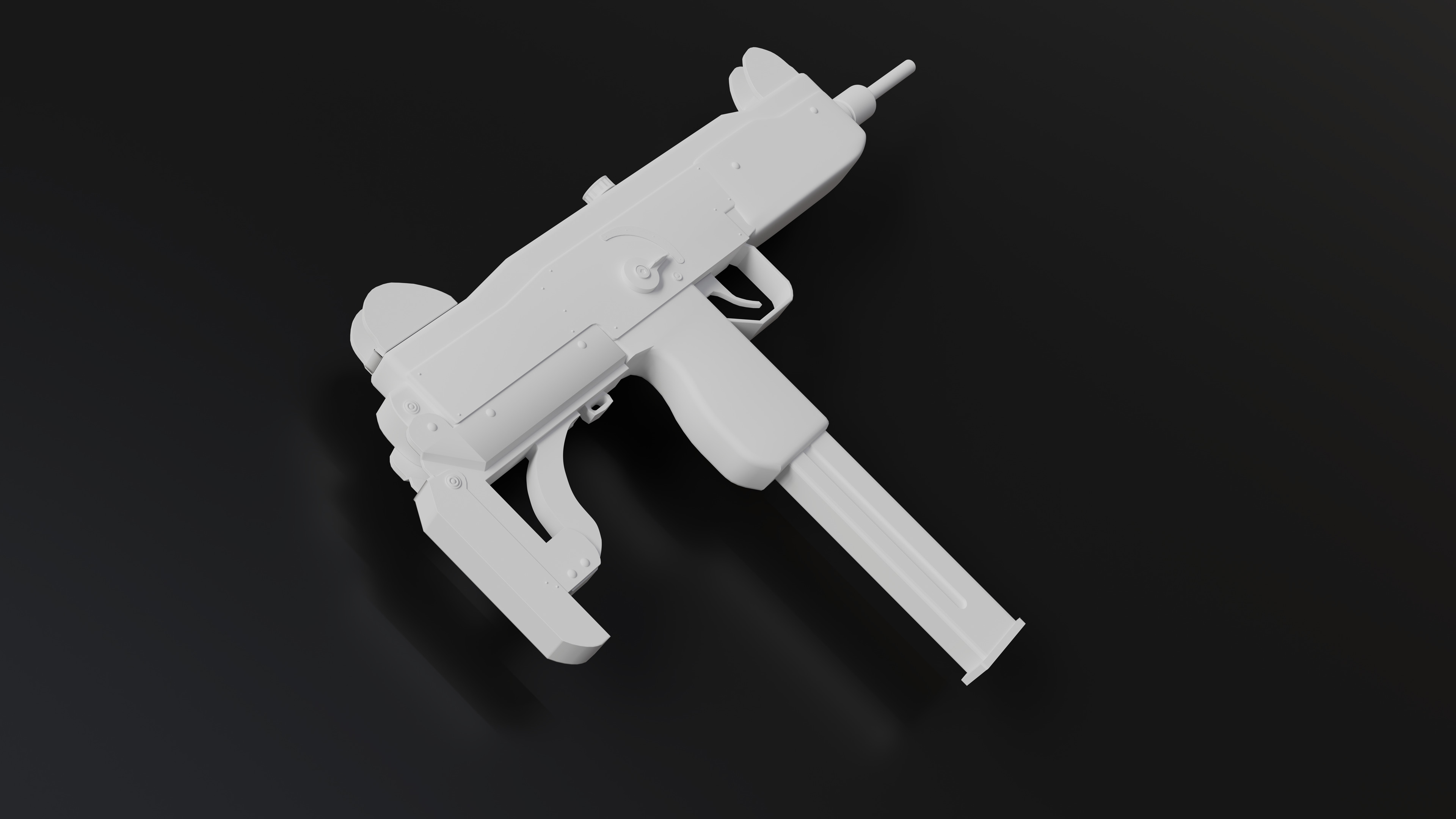 Mini Uzi Sub Machine Gun SubD Model  3D model_3