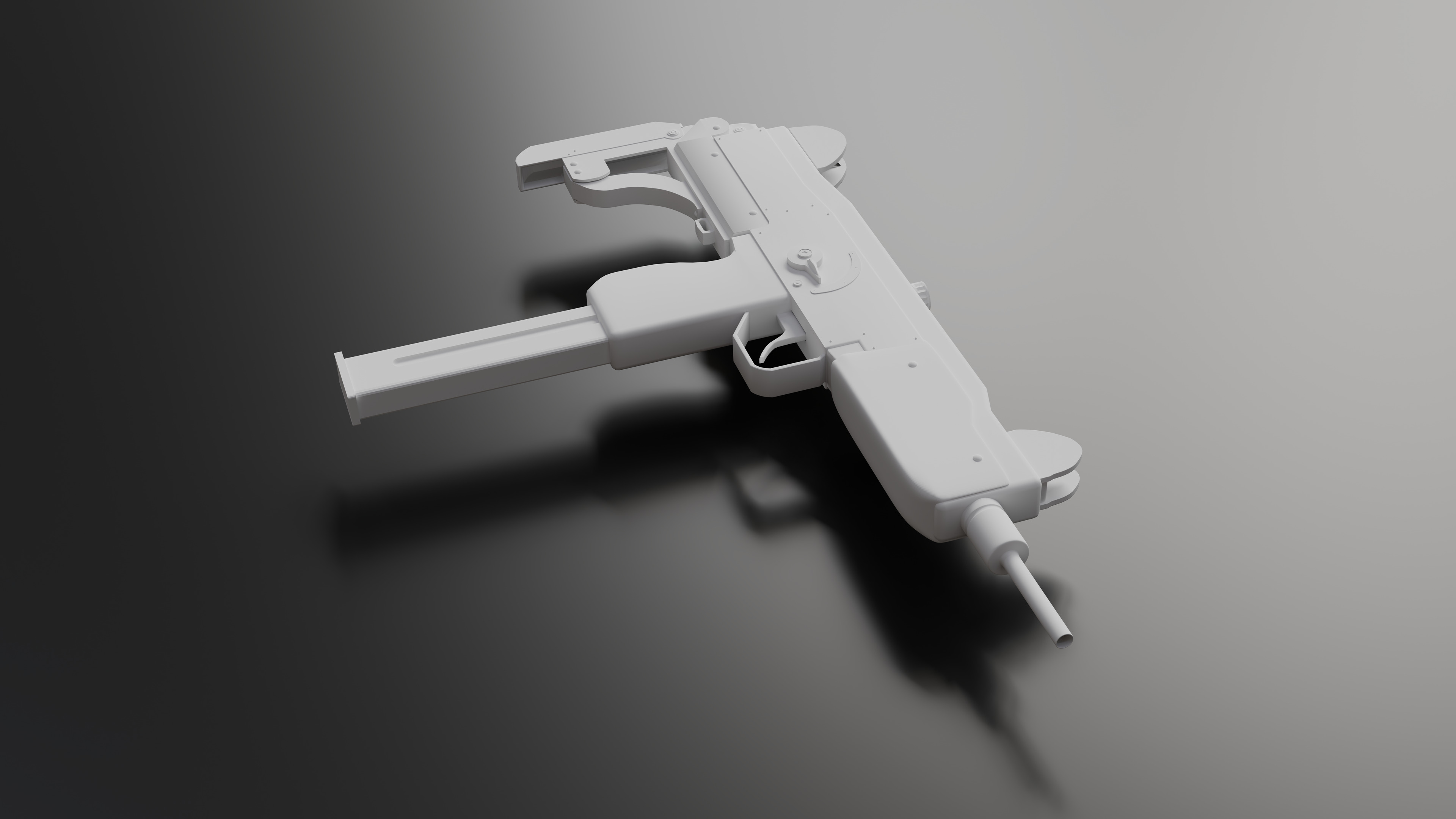 Mini Uzi Sub Machine Gun SubD Model  3D model_1