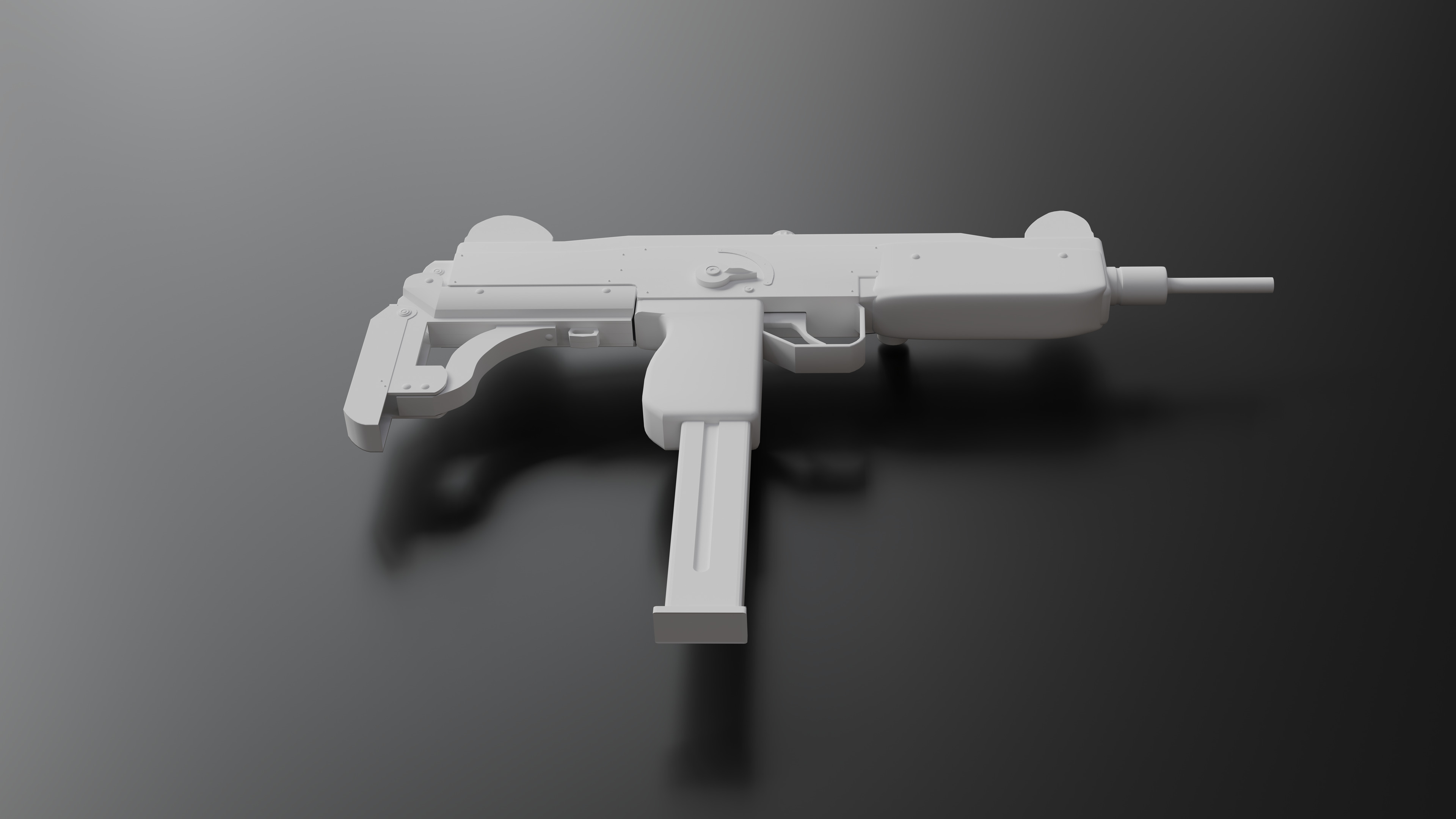 Mini Uzi Sub Machine Gun SubD Model  3D model_2