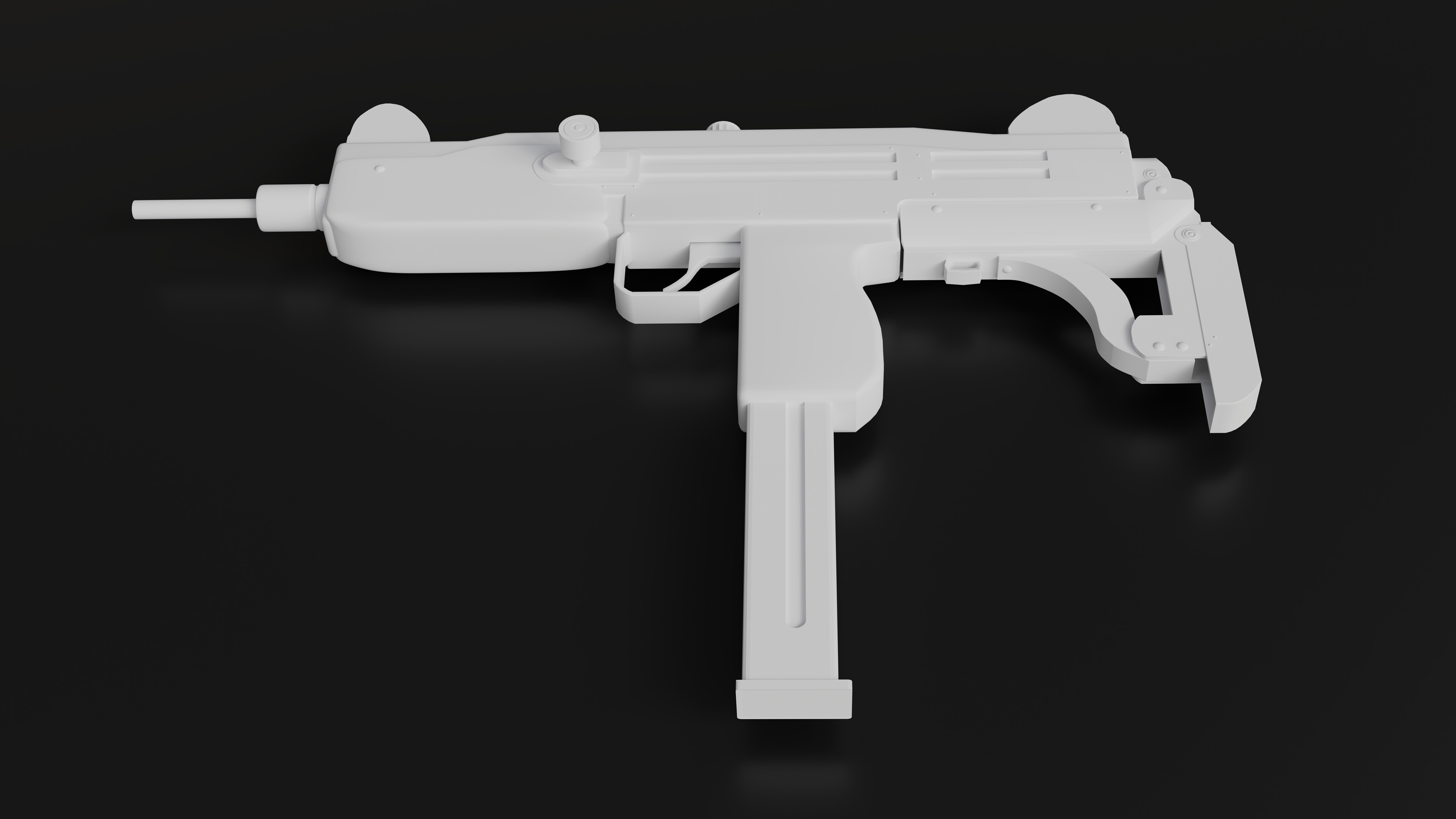 Mini Uzi Sub Machine Gun SubD Model  3D model_6