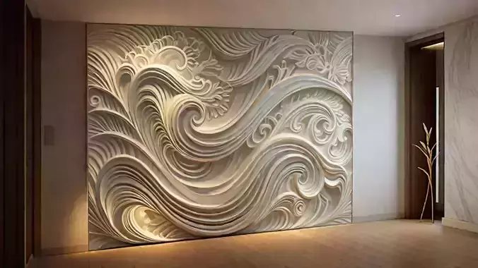 modern panel wall decor set relief stl mural CNC 164 3D model