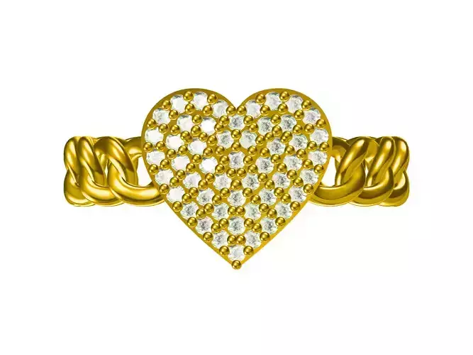Heart ring Diamond Ultra light Minimal Women 3D print model