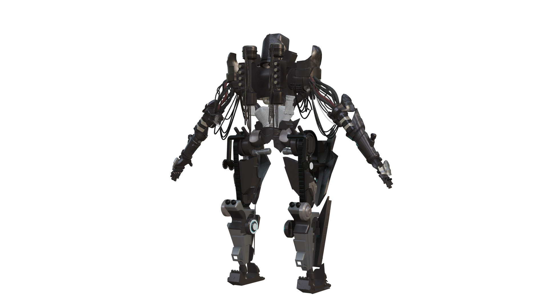 Futuristic War Mech robot Fully Rigged Low-poly 3D model_6