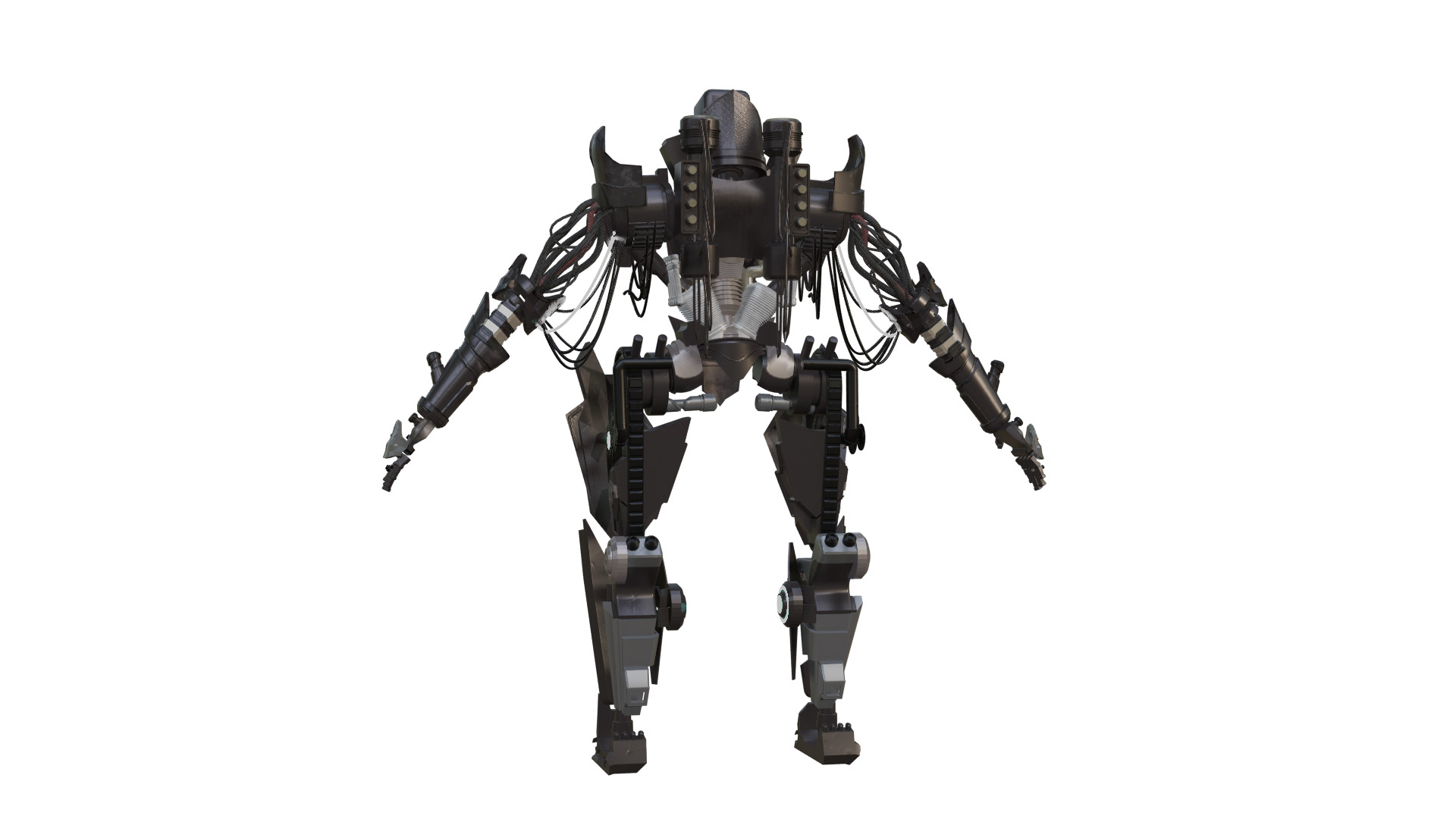 Futuristic War Mech robot Fully Rigged Low-poly 3D model_12