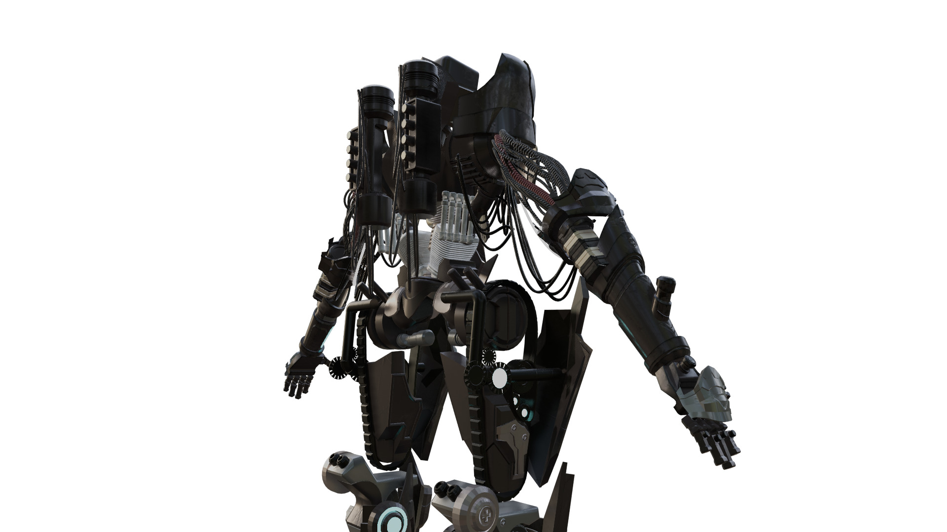 Futuristic War Mech robot Fully Rigged Low-poly 3D model_15