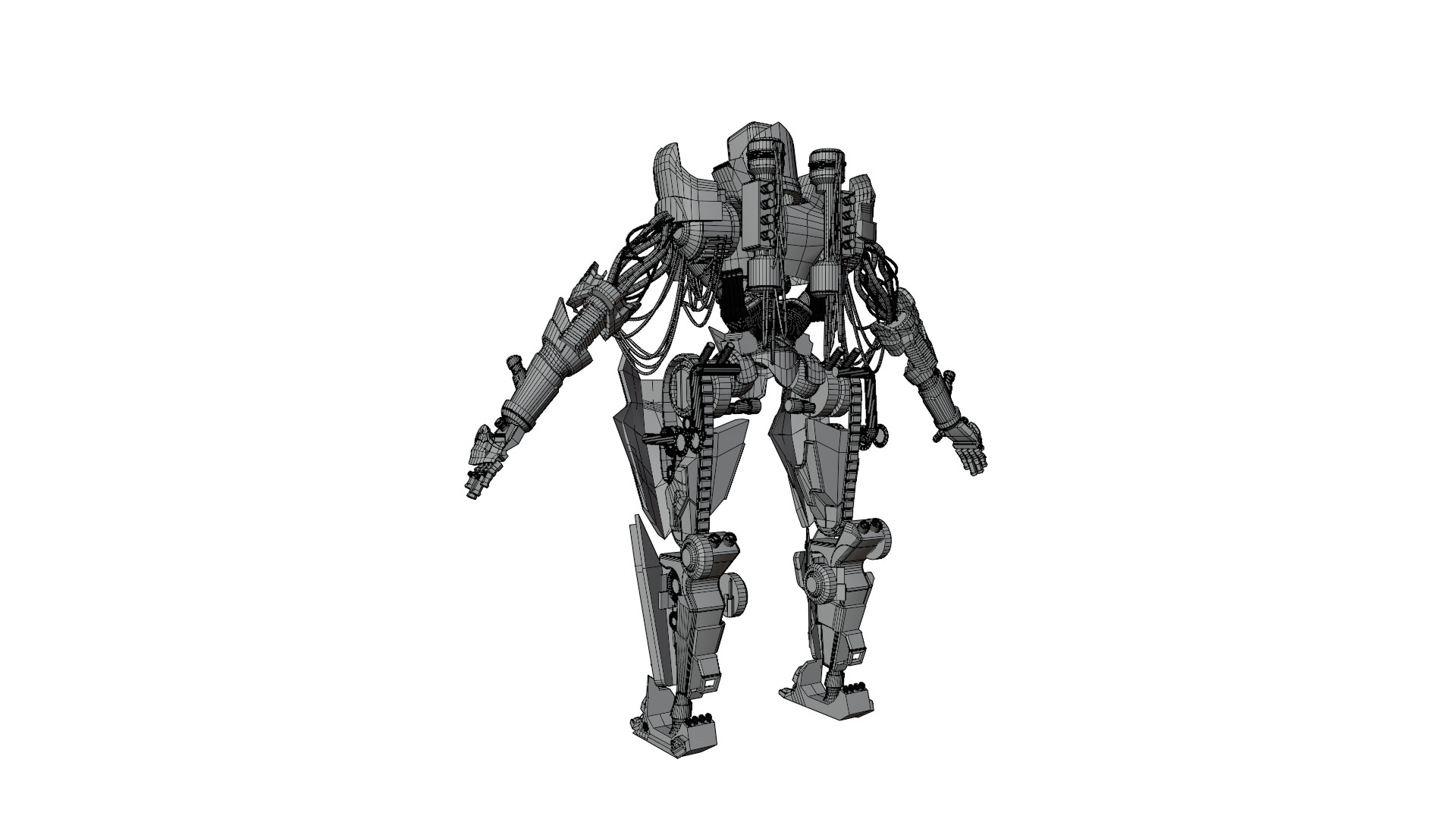 Futuristic War Mech robot Fully Rigged Low-poly 3D model_11