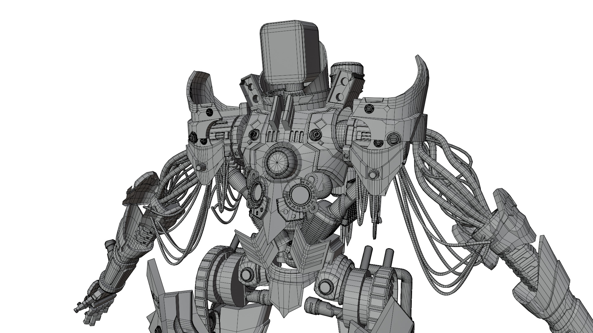 Futuristic War Mech robot Fully Rigged Low-poly 3D model_4