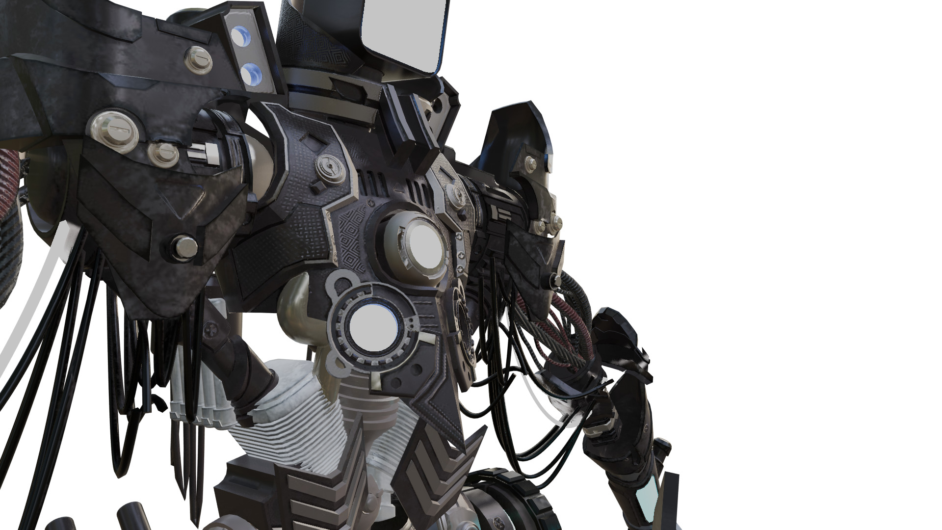 Futuristic War Mech robot Fully Rigged Low-poly 3D model_10