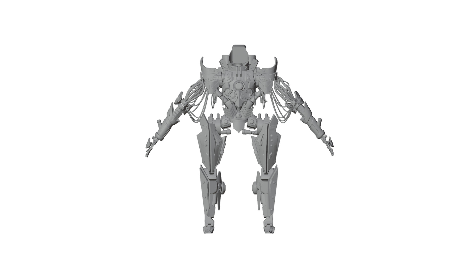 Futuristic War Mech robot Fully Rigged Low-poly 3D model_16