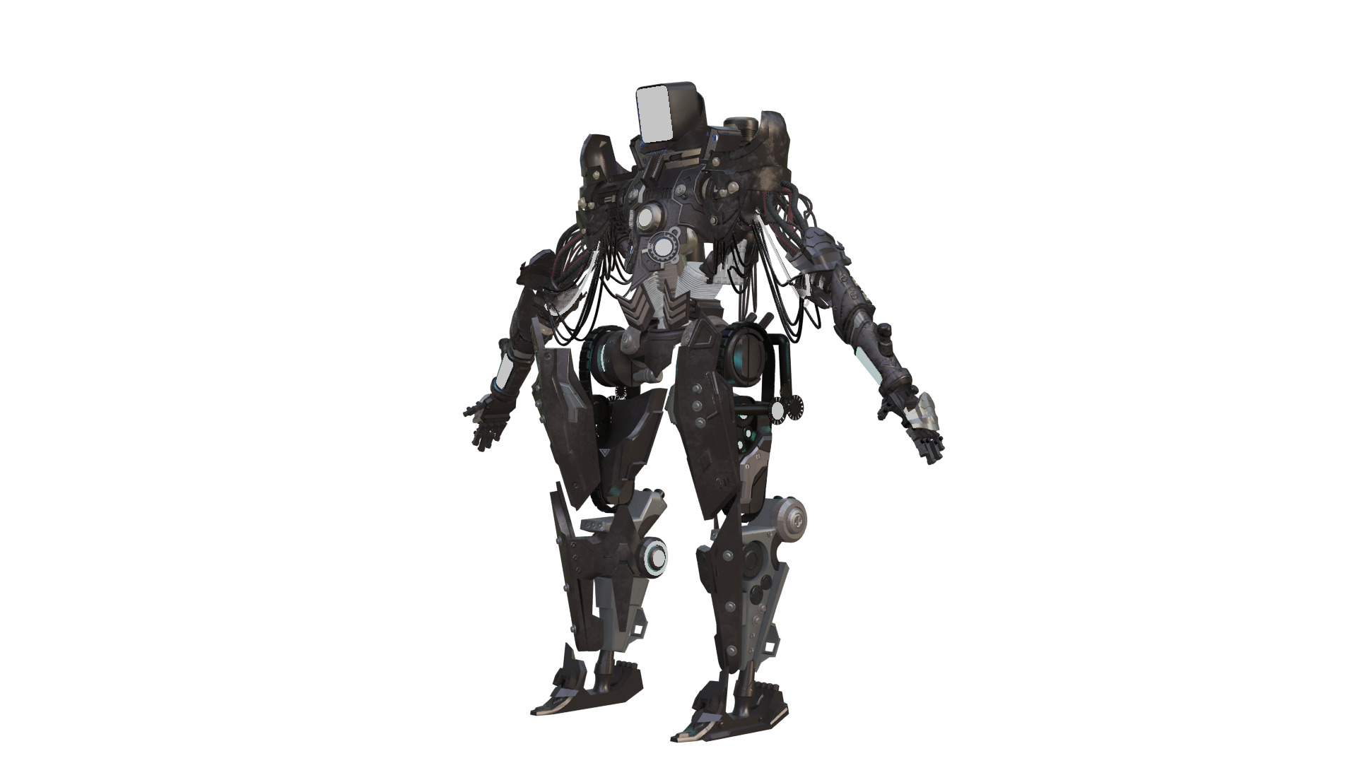 Futuristic War Mech robot Fully Rigged Low-poly 3D model_13