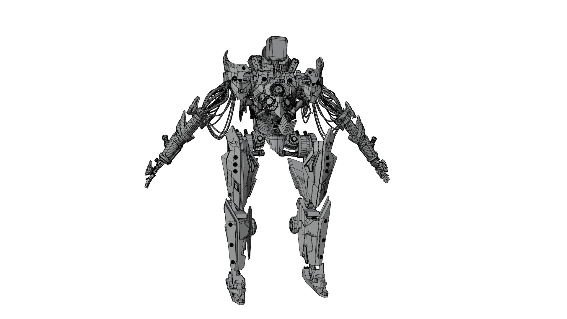 Futuristic War Mech robot Fully Rigged Low-poly 3D model_8