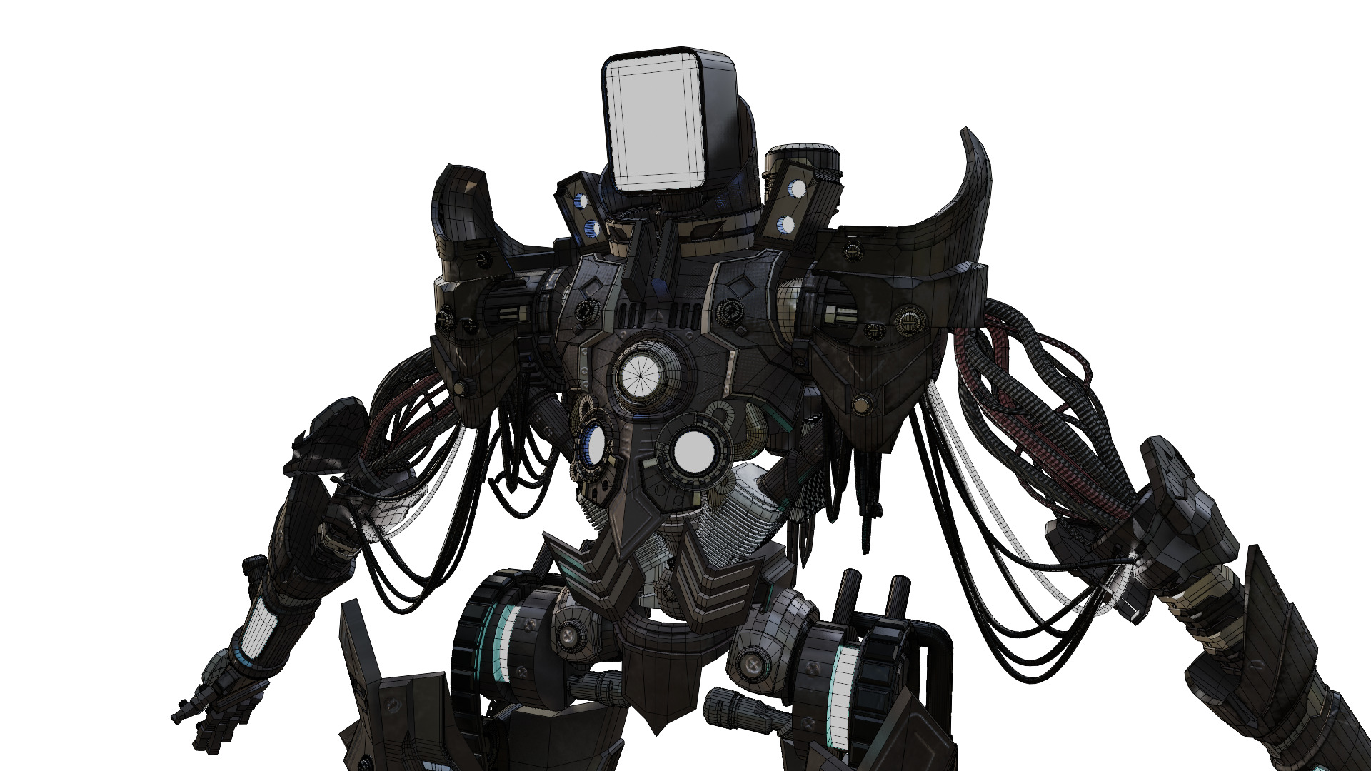 Futuristic War Mech robot Fully Rigged Low-poly 3D model_3